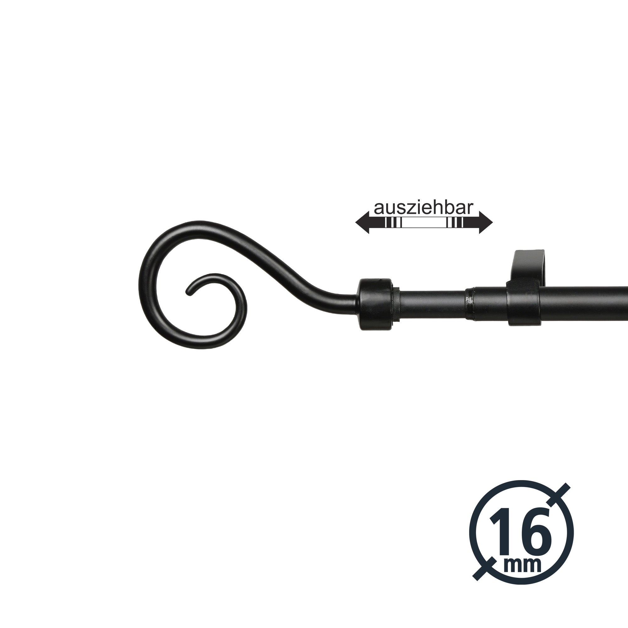 GARDINIA Gardinenstangen-Set ausziehbar 130 - 240 cm, Komplettstilgarnitur ø 16/13 mm inkl. Befestigungsmaterial, verschiedene Stile und Farben, Metall