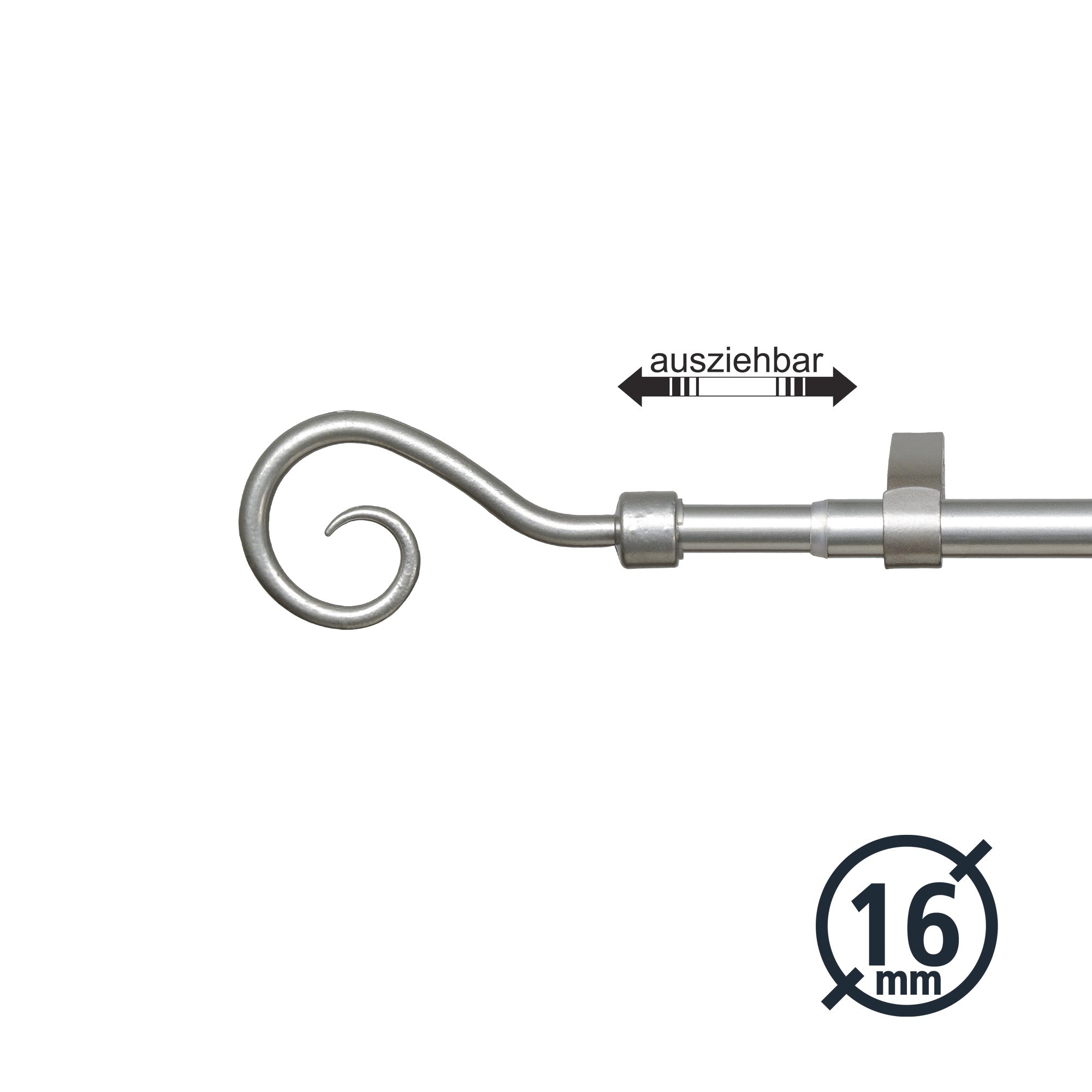 GARDINIA Gardinenstangen-Set ausziehbar 130 - 240 cm, Komplettstilgarnitur ø 16/13 mm inkl. Befestigungsmaterial, verschiedene Stile und Farben, Metall