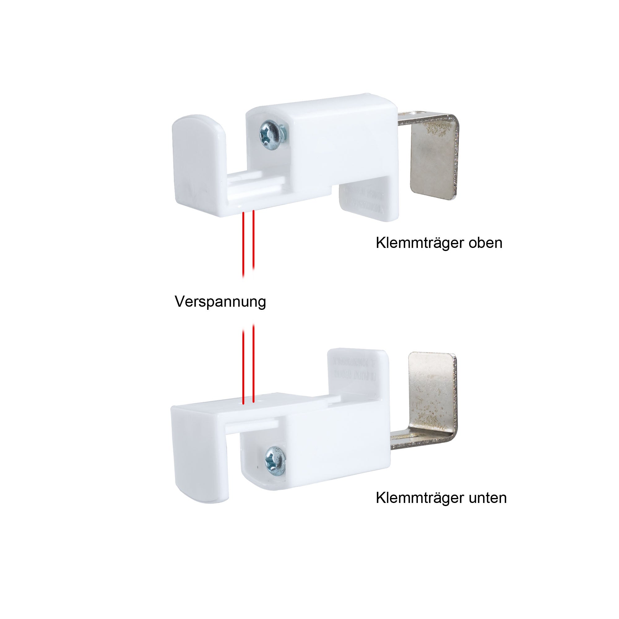 ourdeco® Metall Klemmträger für Plissee | Set 4 Stück | weiß