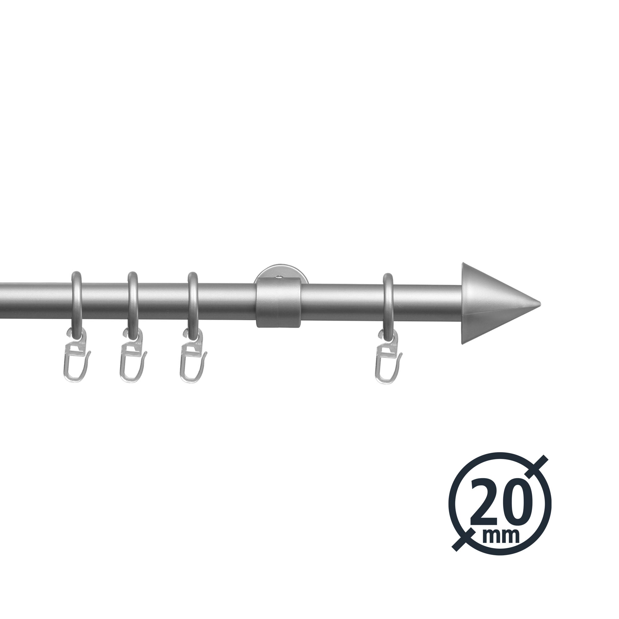 ourdeco® Fertiggarnitur Kegel | Ø 20 mm | Set inkl. Ringe und Träger | verschiedene Größen |weiß, schwarz, silber-matt