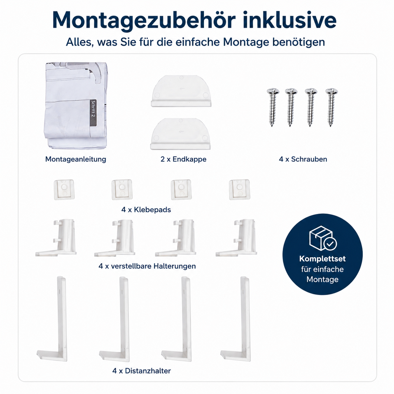 ourdeco® Klemmfix-Plissee | lichtdurchlässig | Montage ohne/mit Bohren | verschiedene Größen | weiß, grau