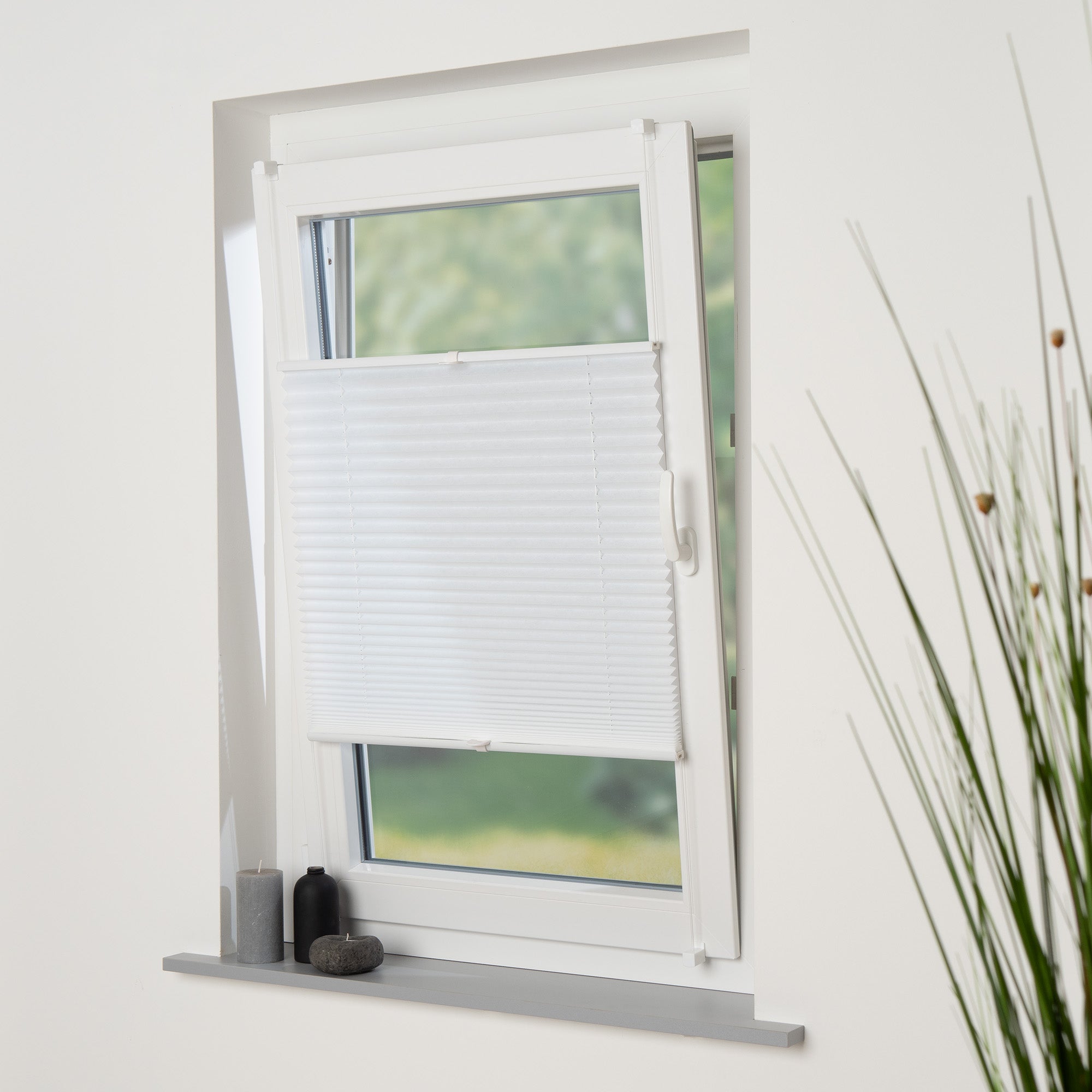 ourdeco® Klemmfix-Plissee Easy | ohne Bohren | weiß, beige, grau