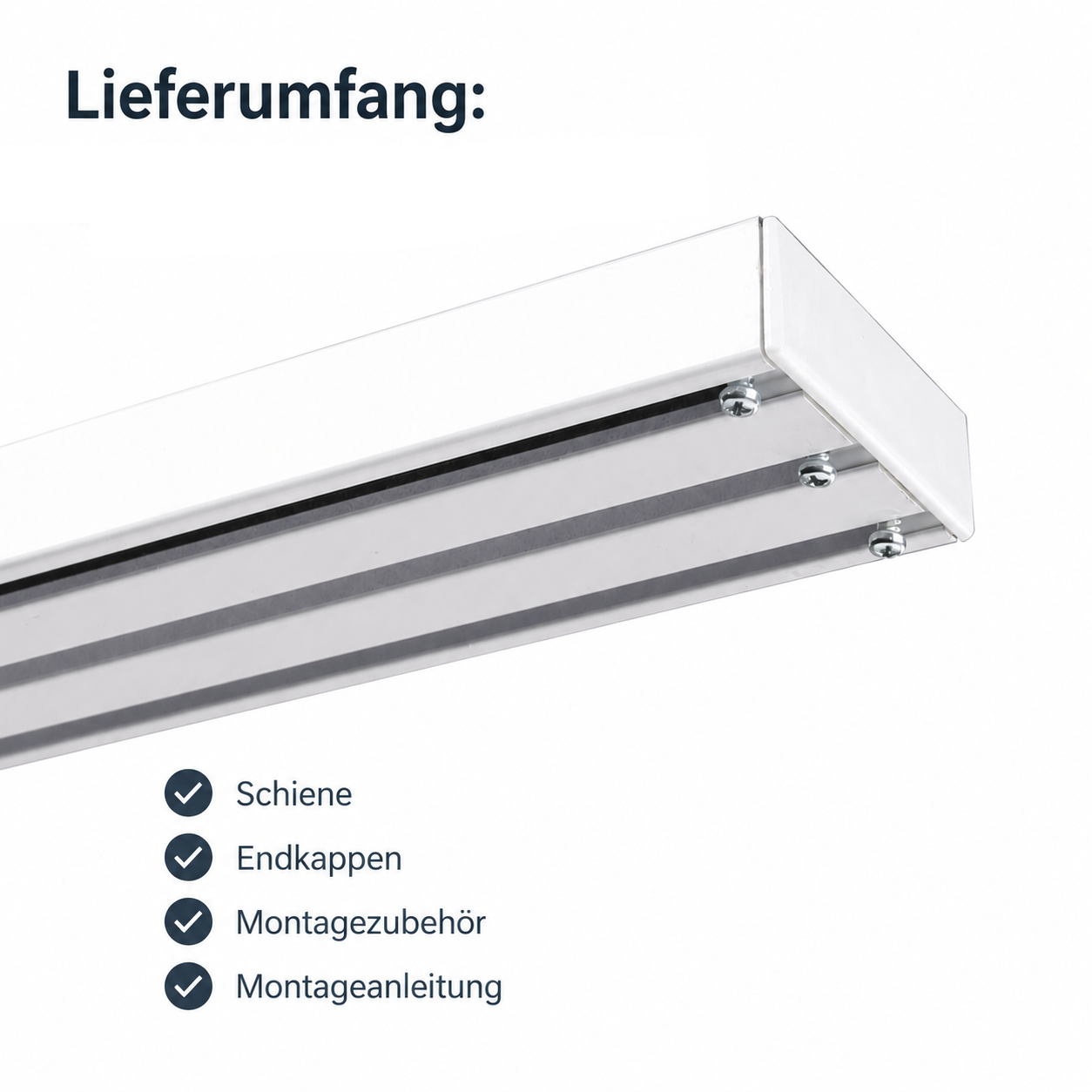 ourdeco® Aluminium Flächenvorhangschiene | für Gardinen und Vorhänge | verschiedene Längen | weiß silber