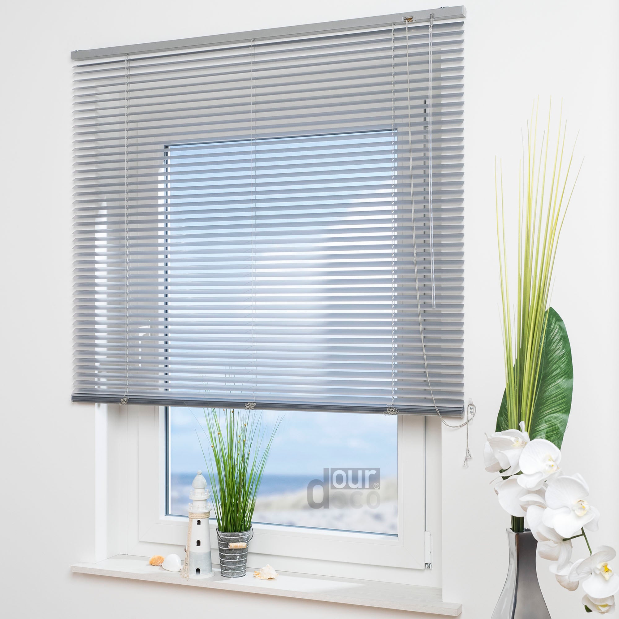 ourdeco® XXL-Breite Aluminium-Jalousie, Breite 200, 220 oder 240 cm, verschiedene Längen, viele Farben, Montage an Wand oder Decke