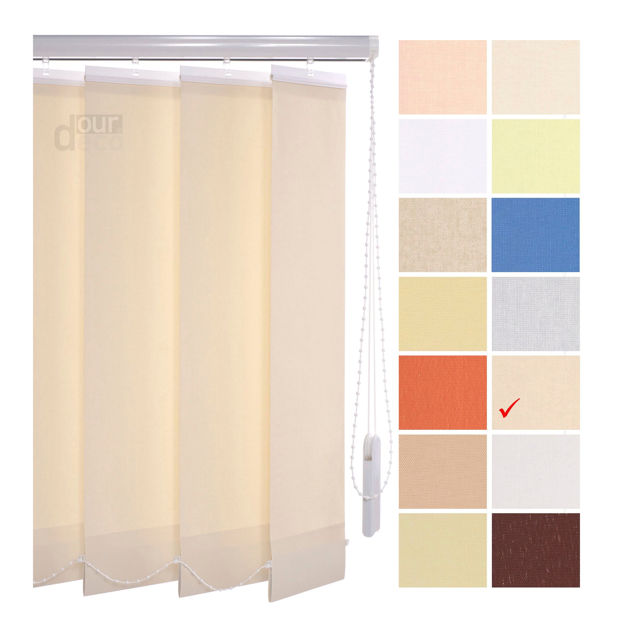 ourdeco® Komplett-Vertikalanlage, Lammellenbreite 127 mm, Länge 180 cm - kürzbar, viele Farben und Breiten