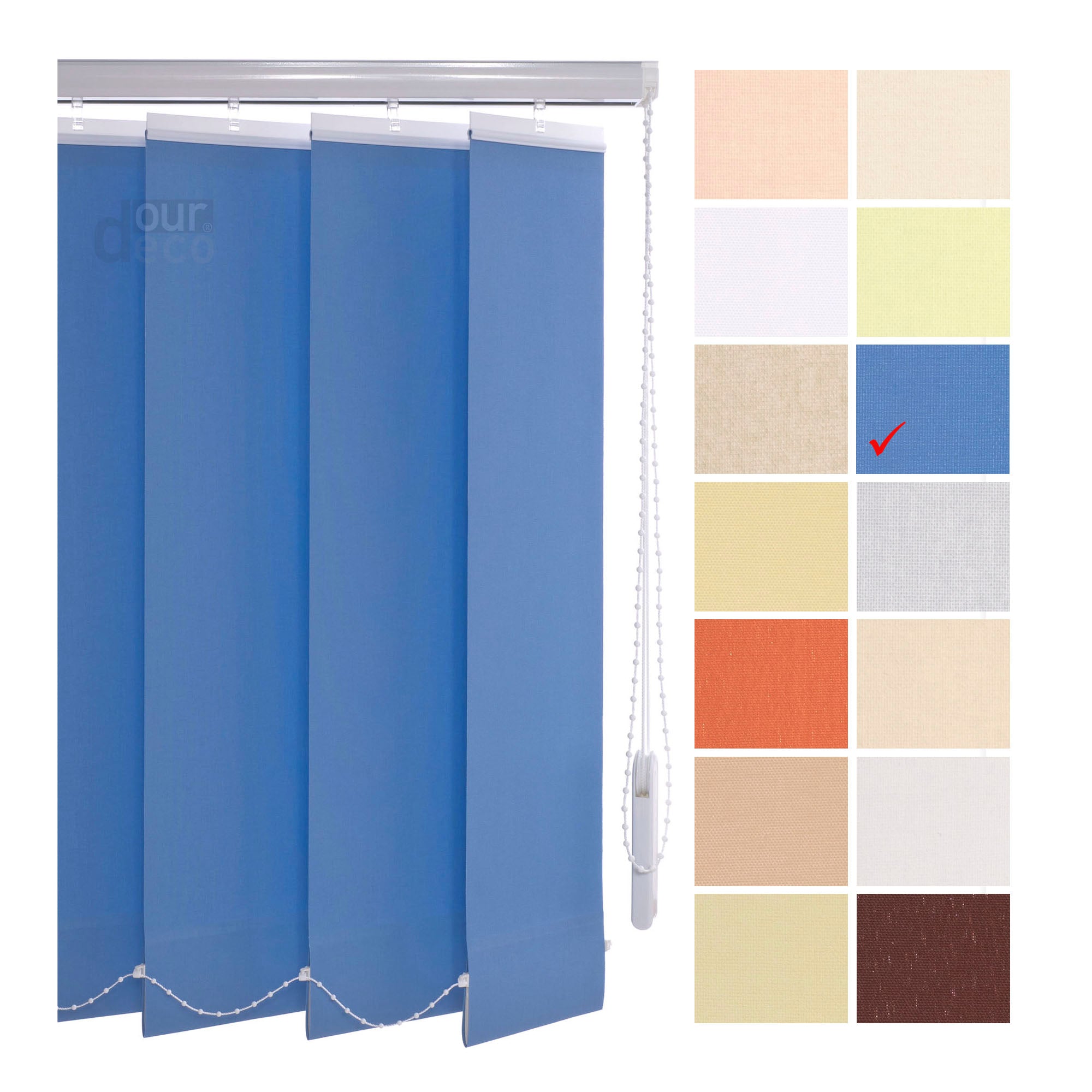 ourdeco® Komplett-Vertikalanlage, Lammellenbreite 127 mm, Länge 180 cm - kürzbar, viele Farben und Breiten