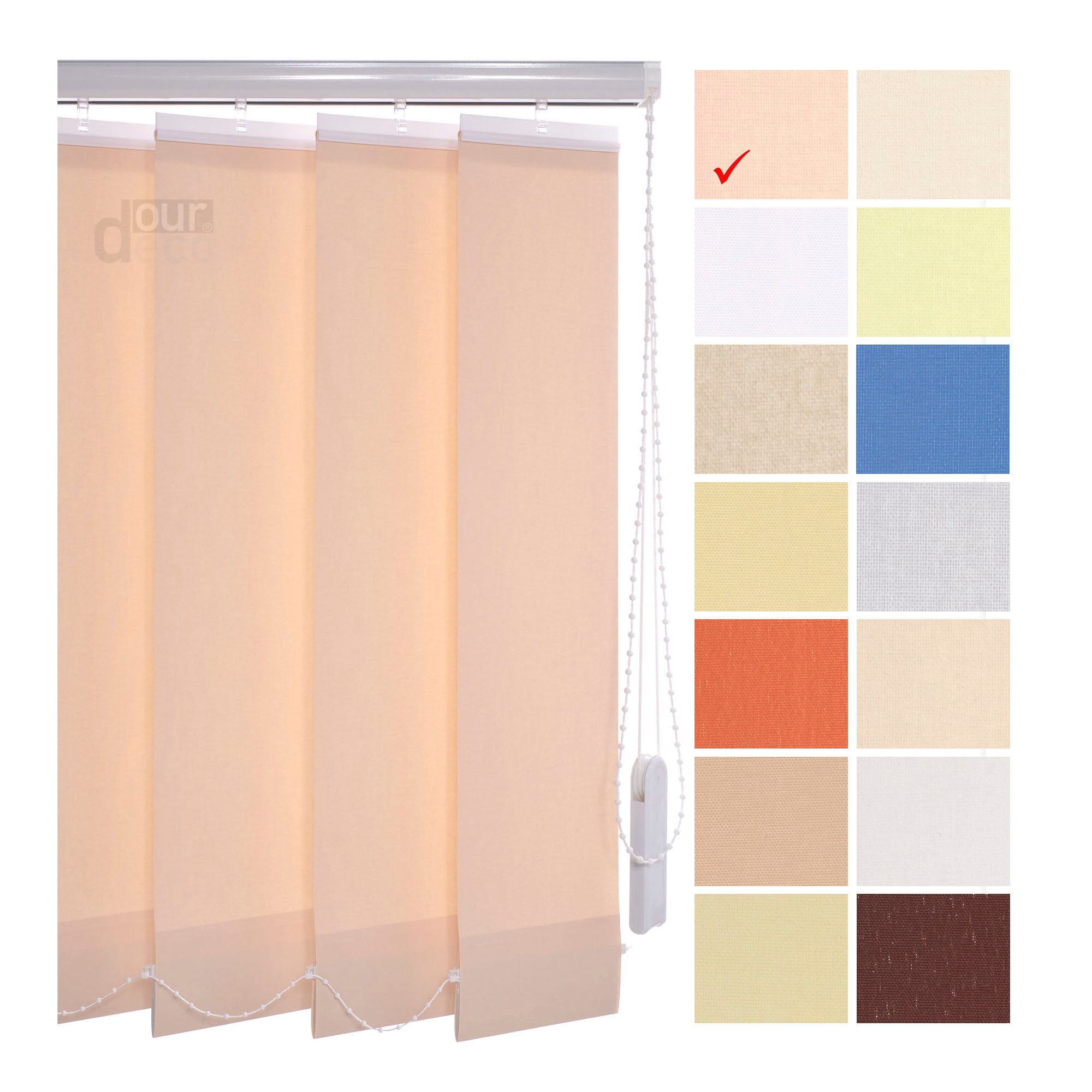 ourdeco® Komplett-Vertikalanlage, Lammellenbreite 127 mm, Länge 180 cm - kürzbar, viele Farben und Breiten