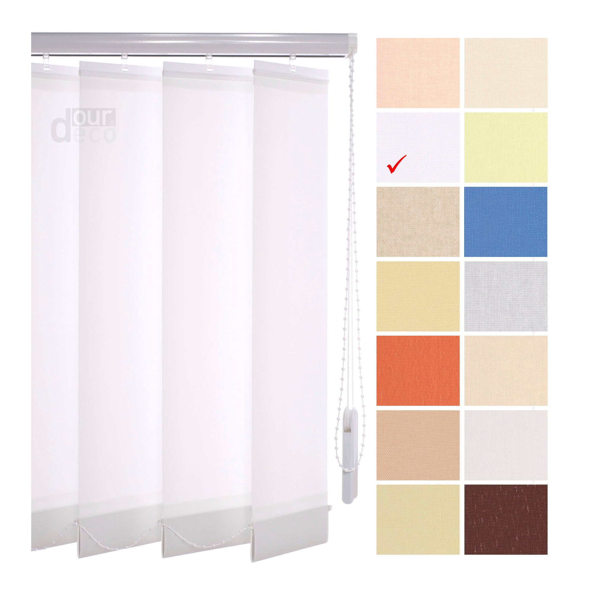 ourdeco® Komplett-Vertikalanlage, Lammellenbreite 127 mm, Länge 180 cm - kürzbar, viele Farben und Breiten