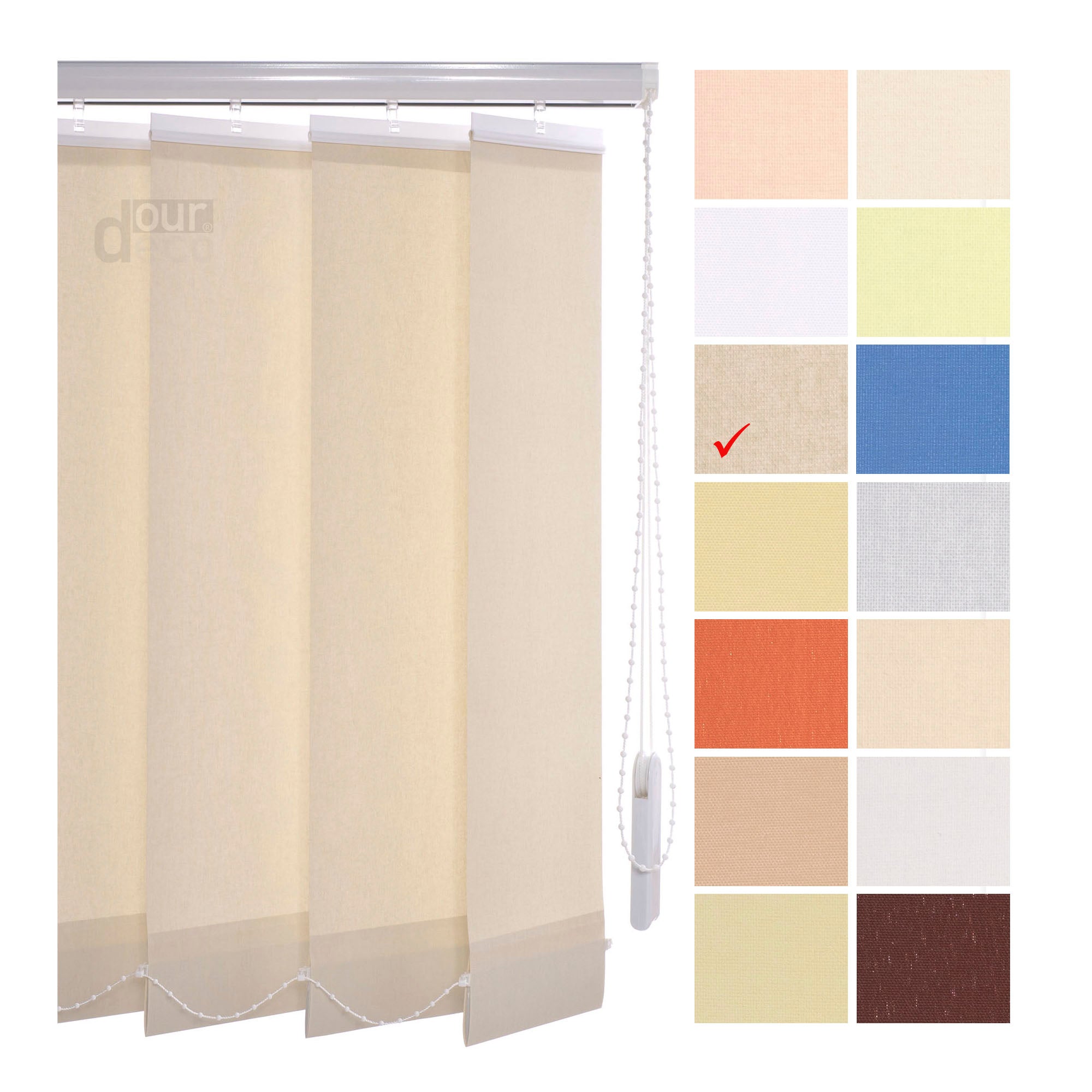 ourdeco® Komplett-Vertikalanlage, Lammellenbreite 127 mm, Länge 180 cm - kürzbar, viele Farben und Breiten
