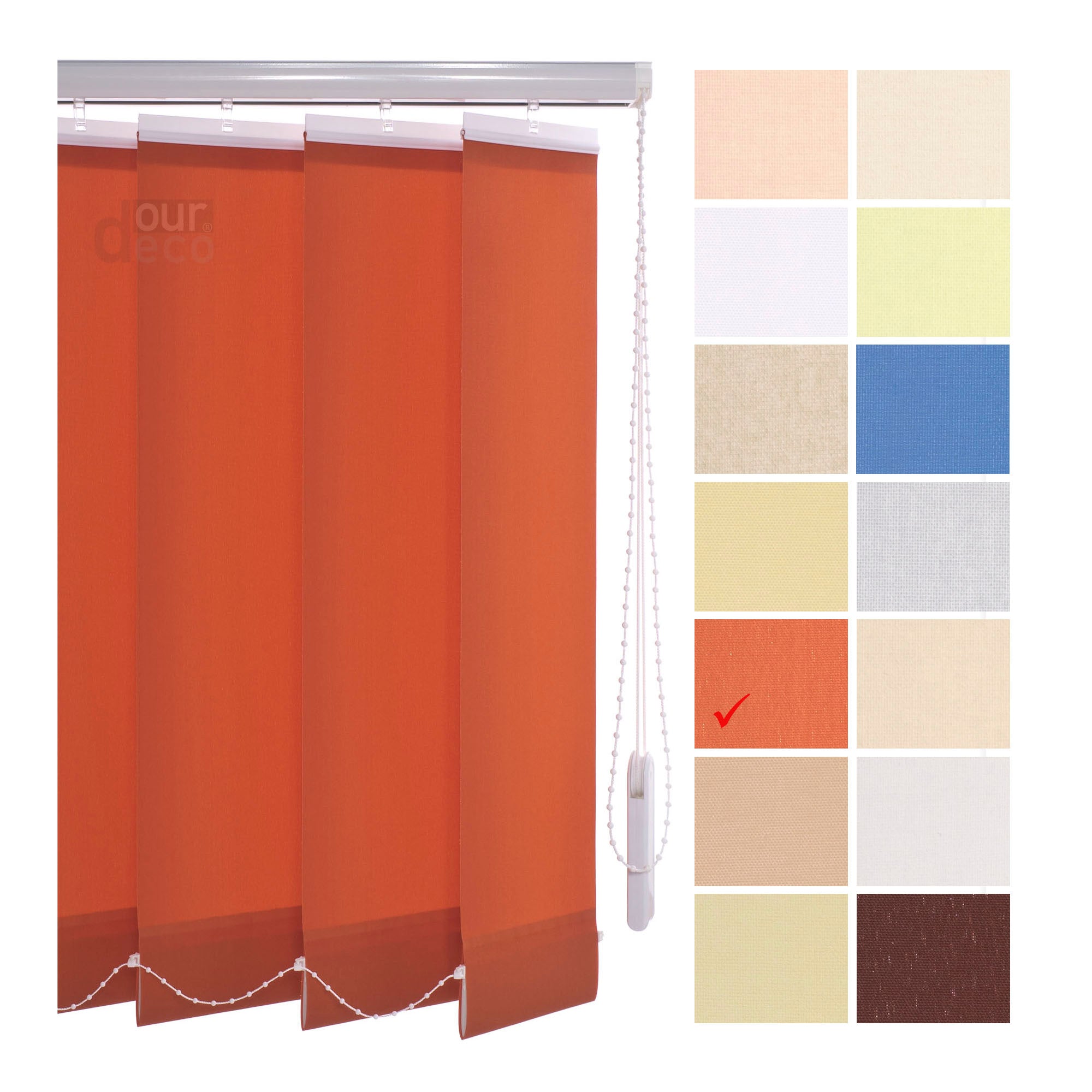 ourdeco® Komplett-Vertikalanlage, Lammellenbreite 127 mm, Länge 180 cm - kürzbar, viele Farben und Breiten