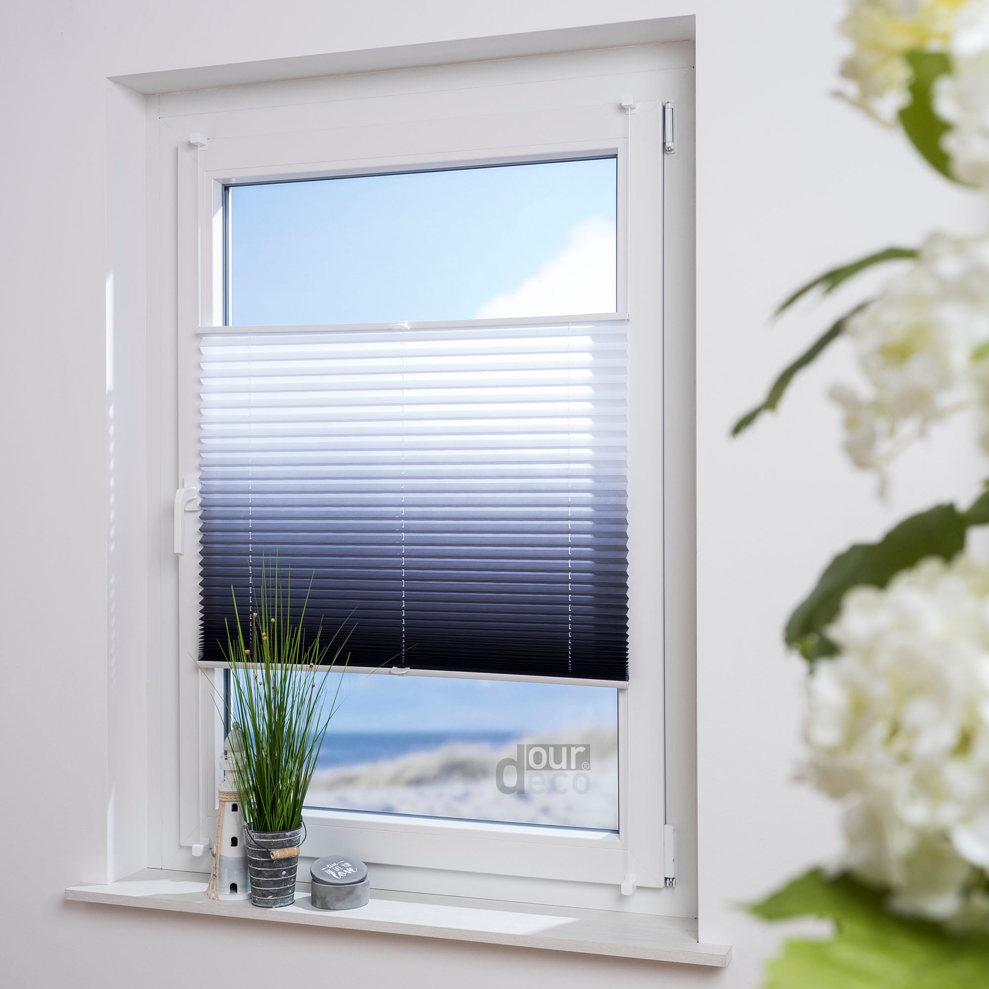 ourdeco® Klemmfix Plissee ohne Bohren Farbverlauf