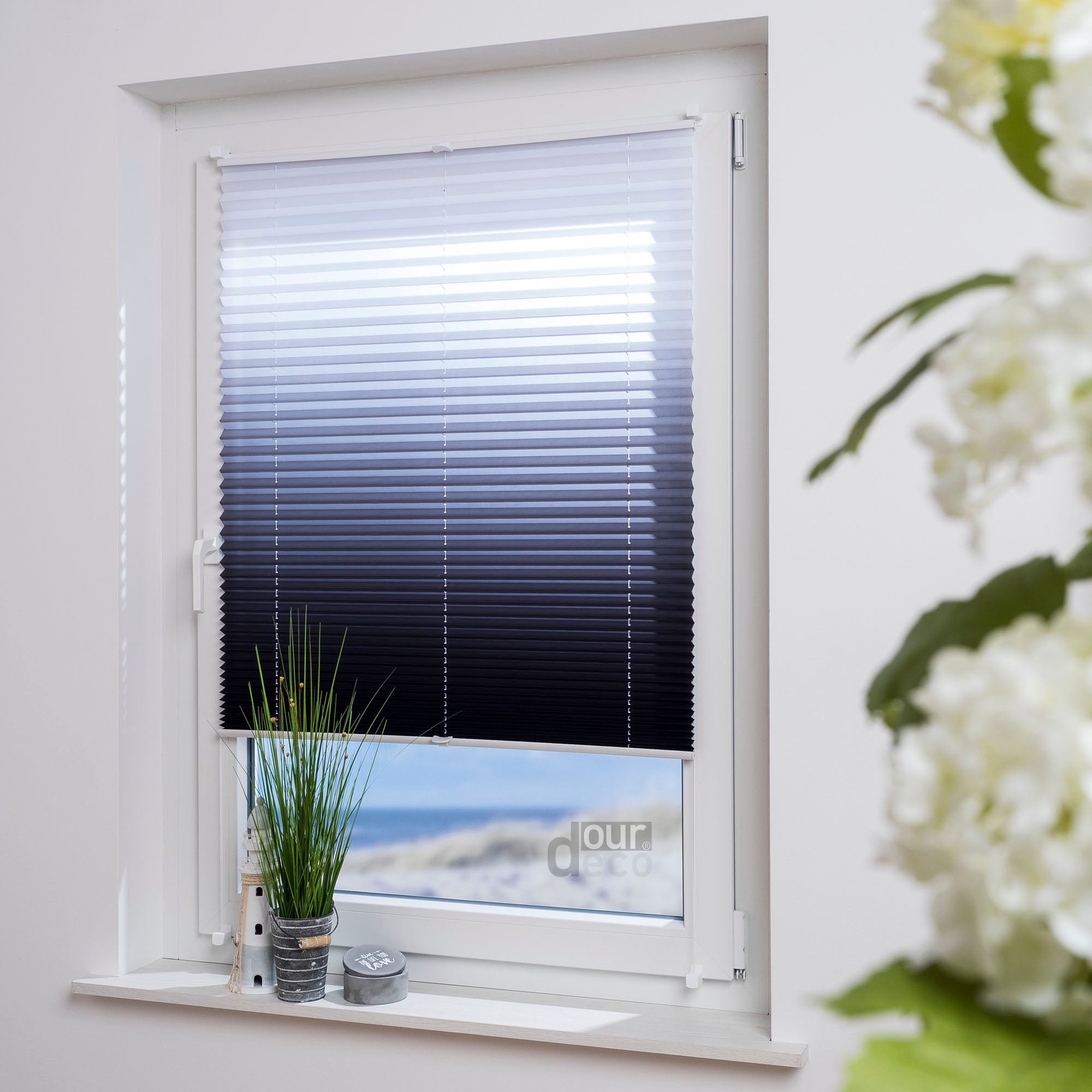 ourdeco® Klemmfix Plissee ohne Bohren Farbverlauf