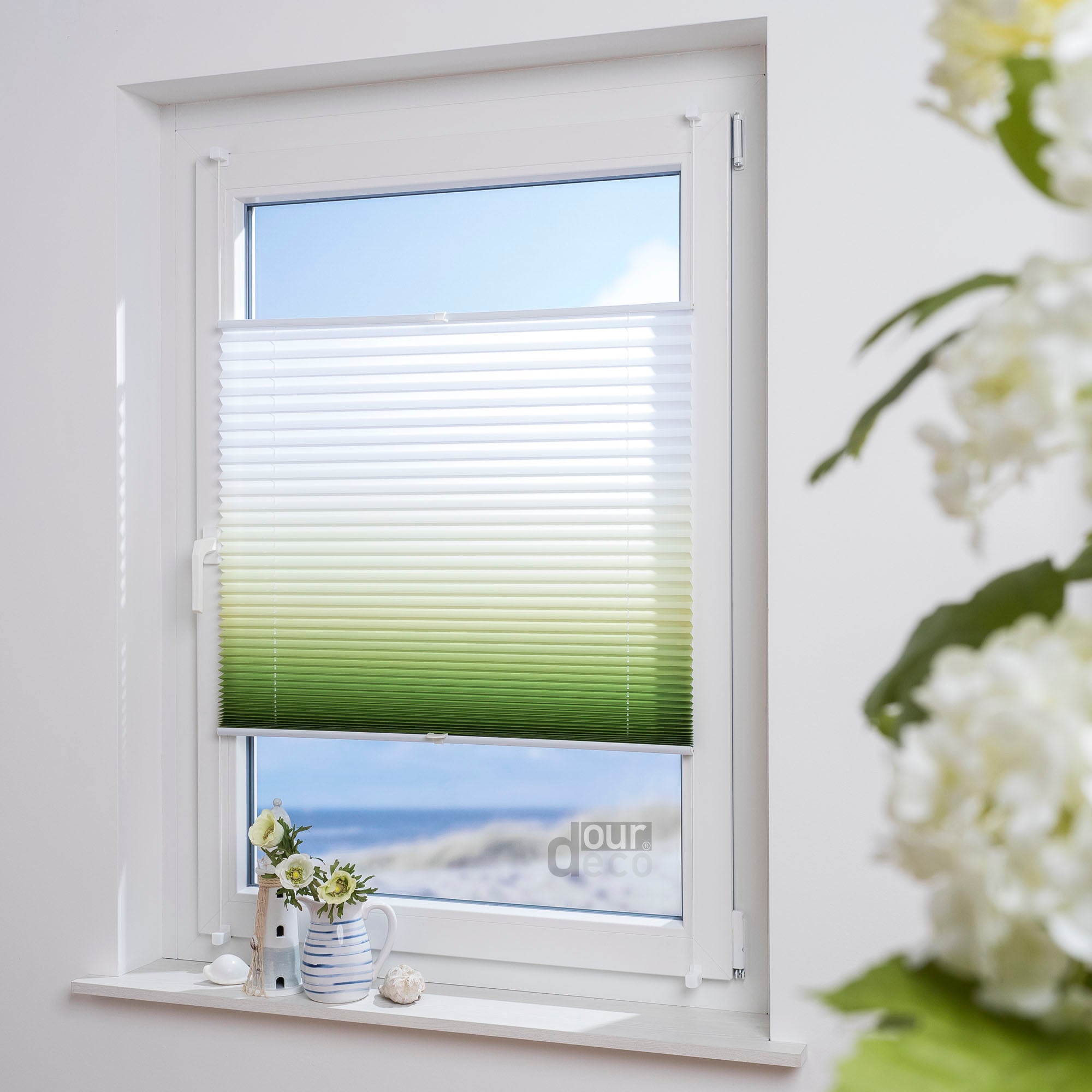 ourdeco® Klemmfix Plissee ohne Bohren Farbverlauf