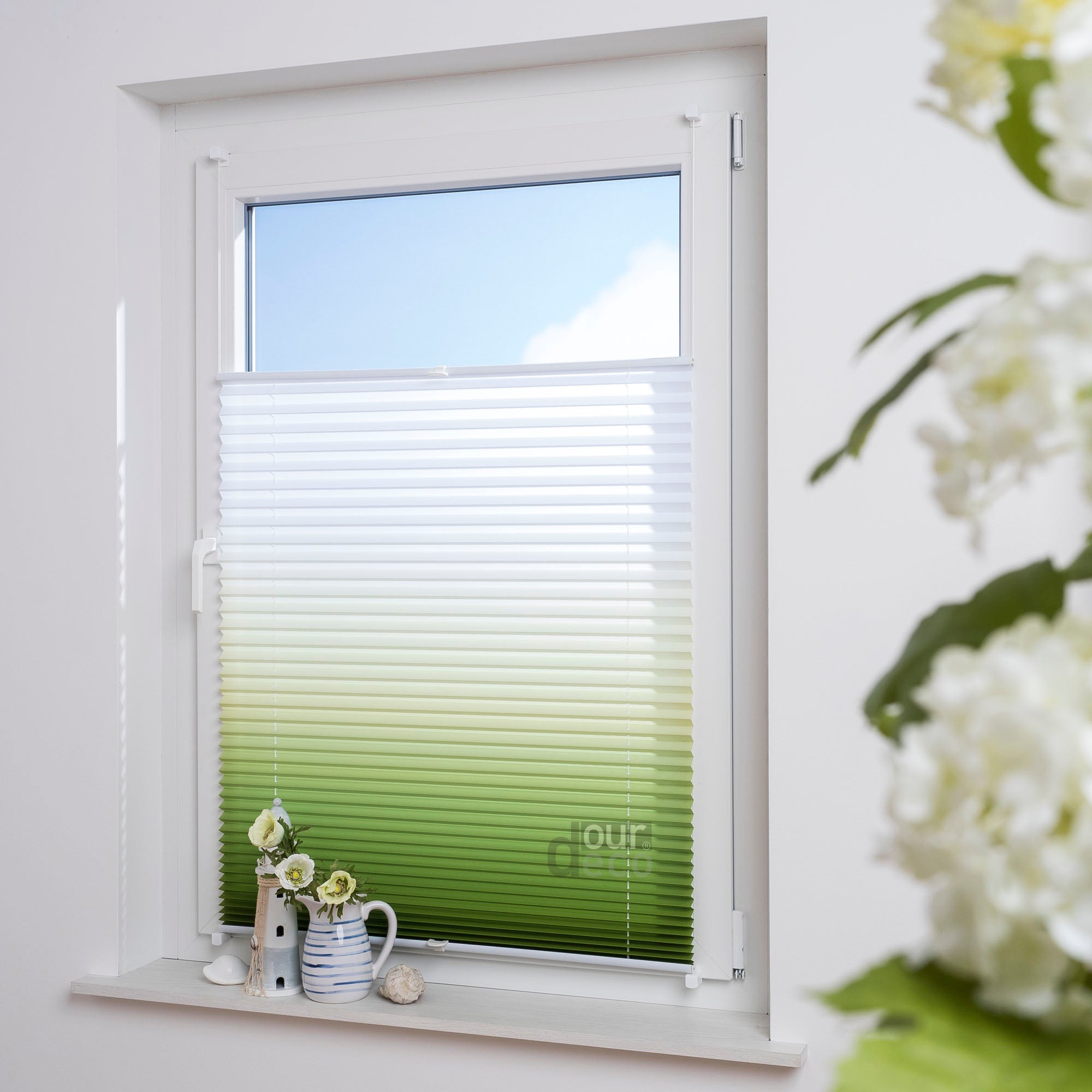 ourdeco® Klemmfix Plissee ohne Bohren Farbverlauf