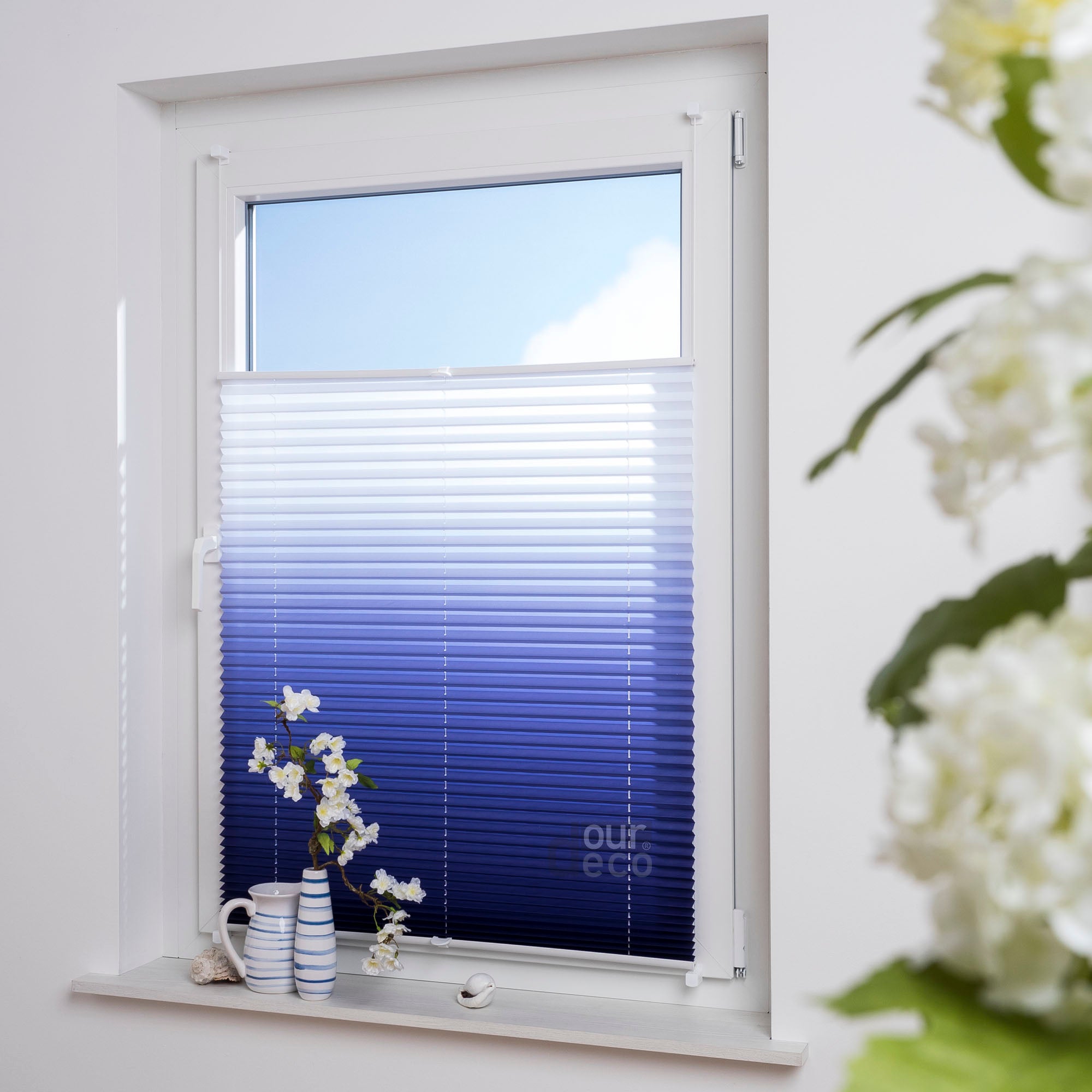 ourdeco® Klemmfix Plissee ohne Bohren Farbverlauf