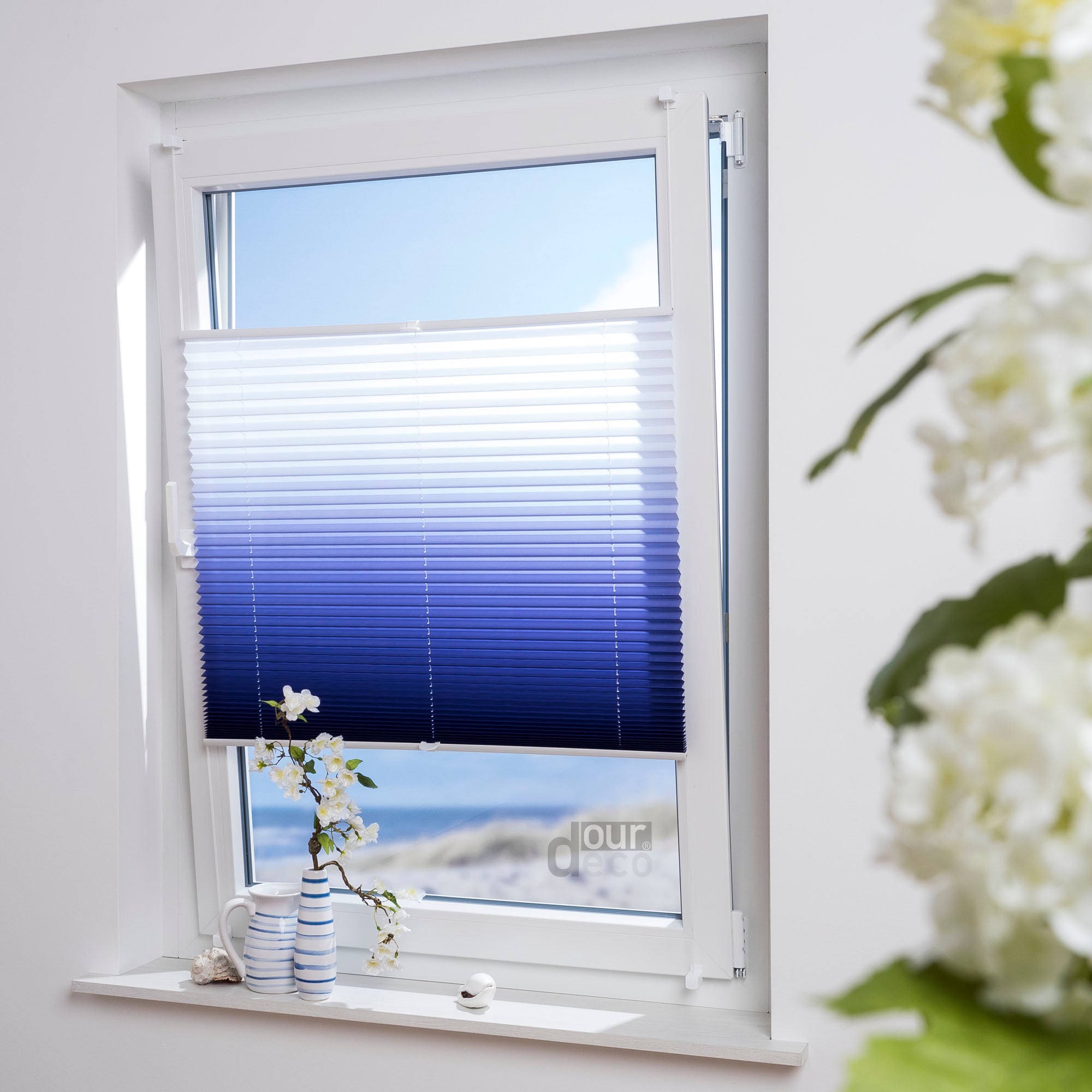 ourdeco® Klemmfix Plissee ohne Bohren Farbverlauf