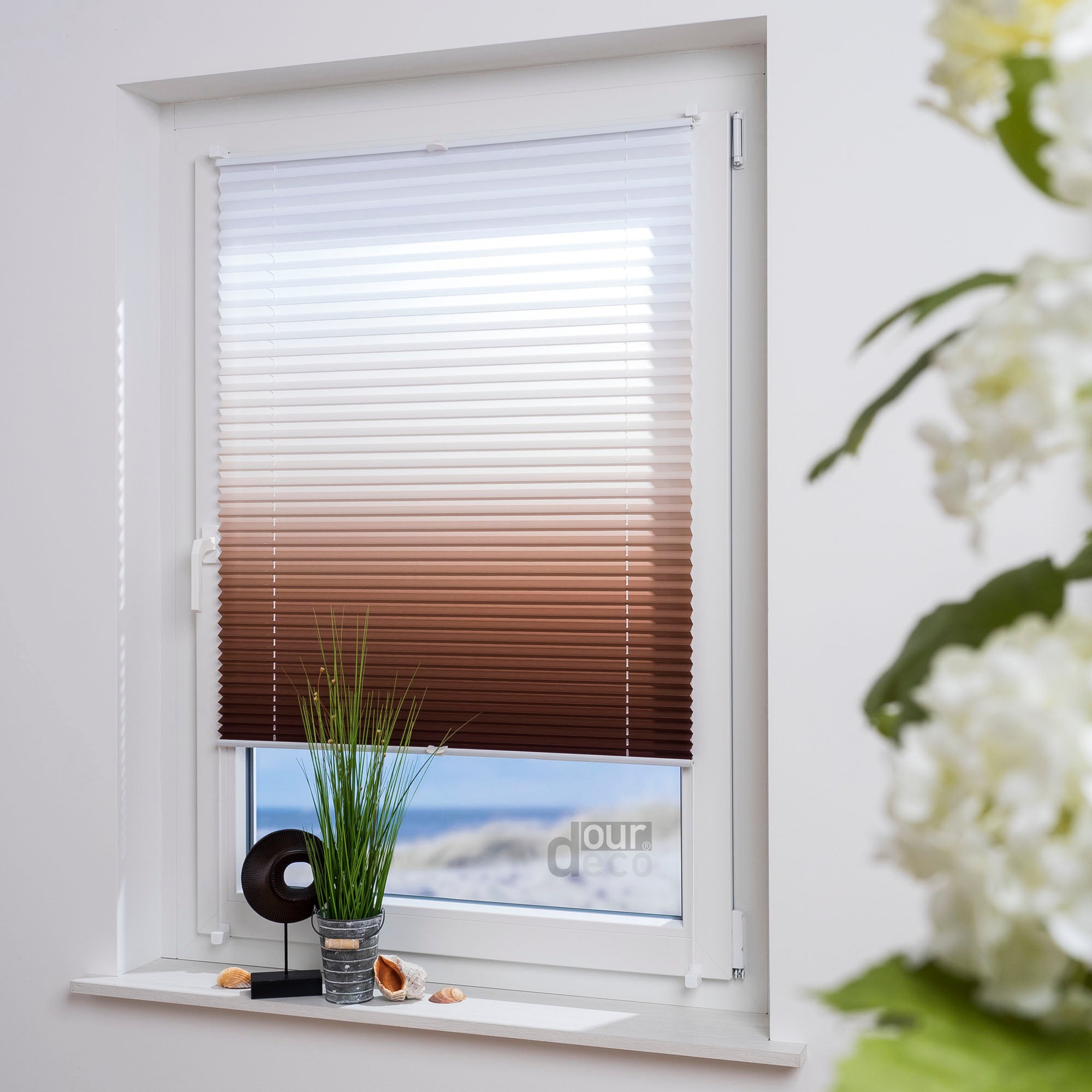 ourdeco® Klemmfix Plissee ohne Bohren Farbverlauf