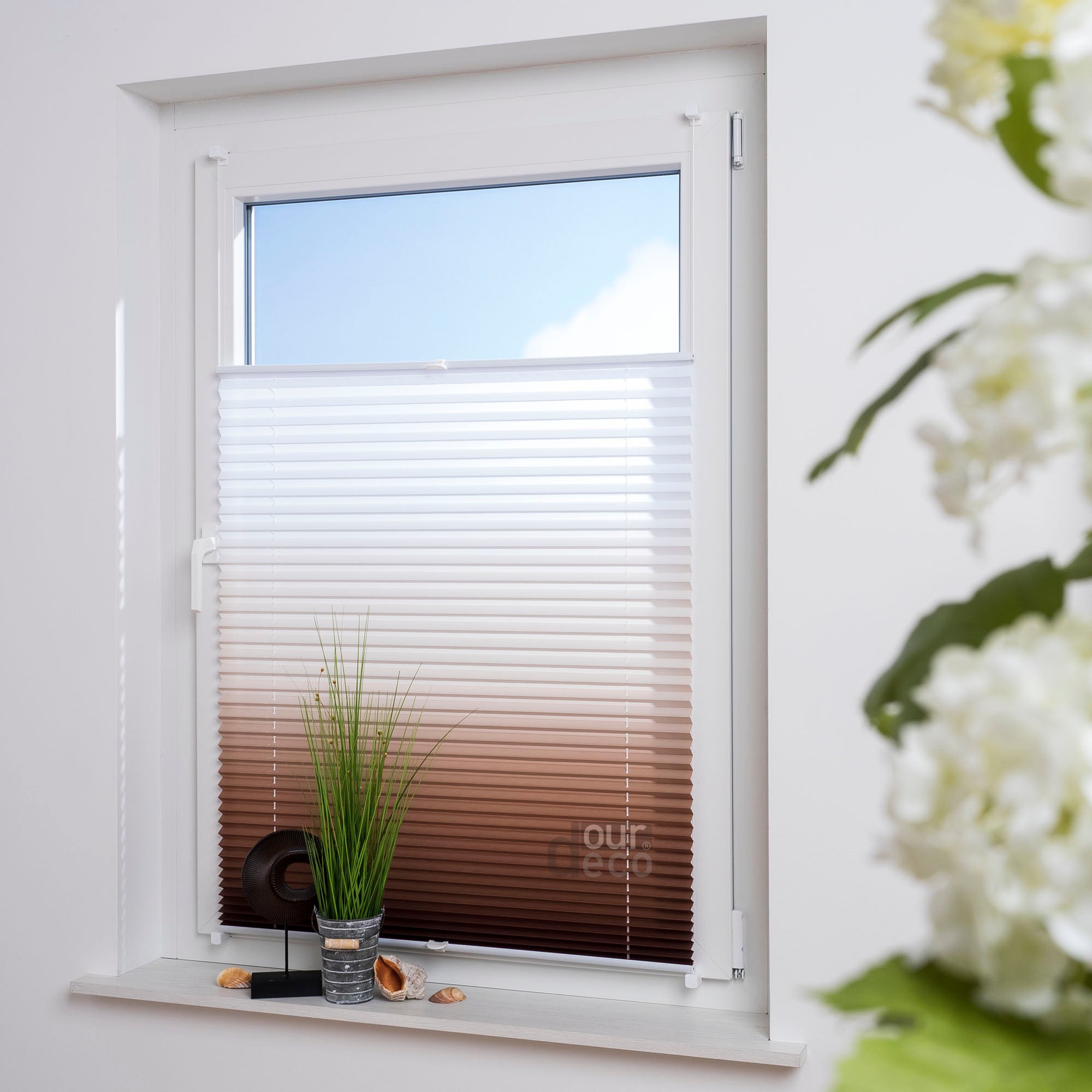 ourdeco® Klemmfix Plissee ohne Bohren Farbverlauf