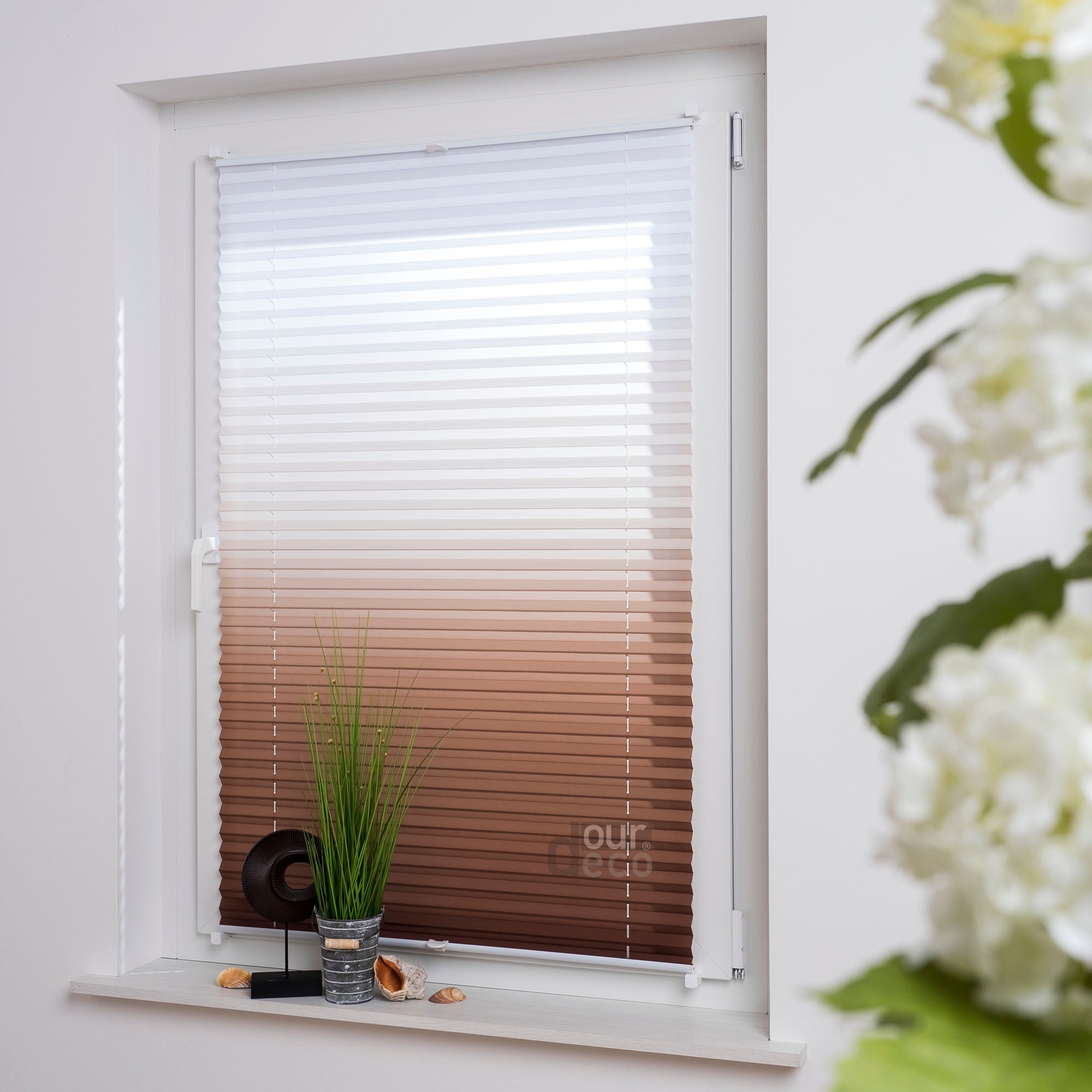 ourdeco® Klemmfix Plissee ohne Bohren Farbverlauf