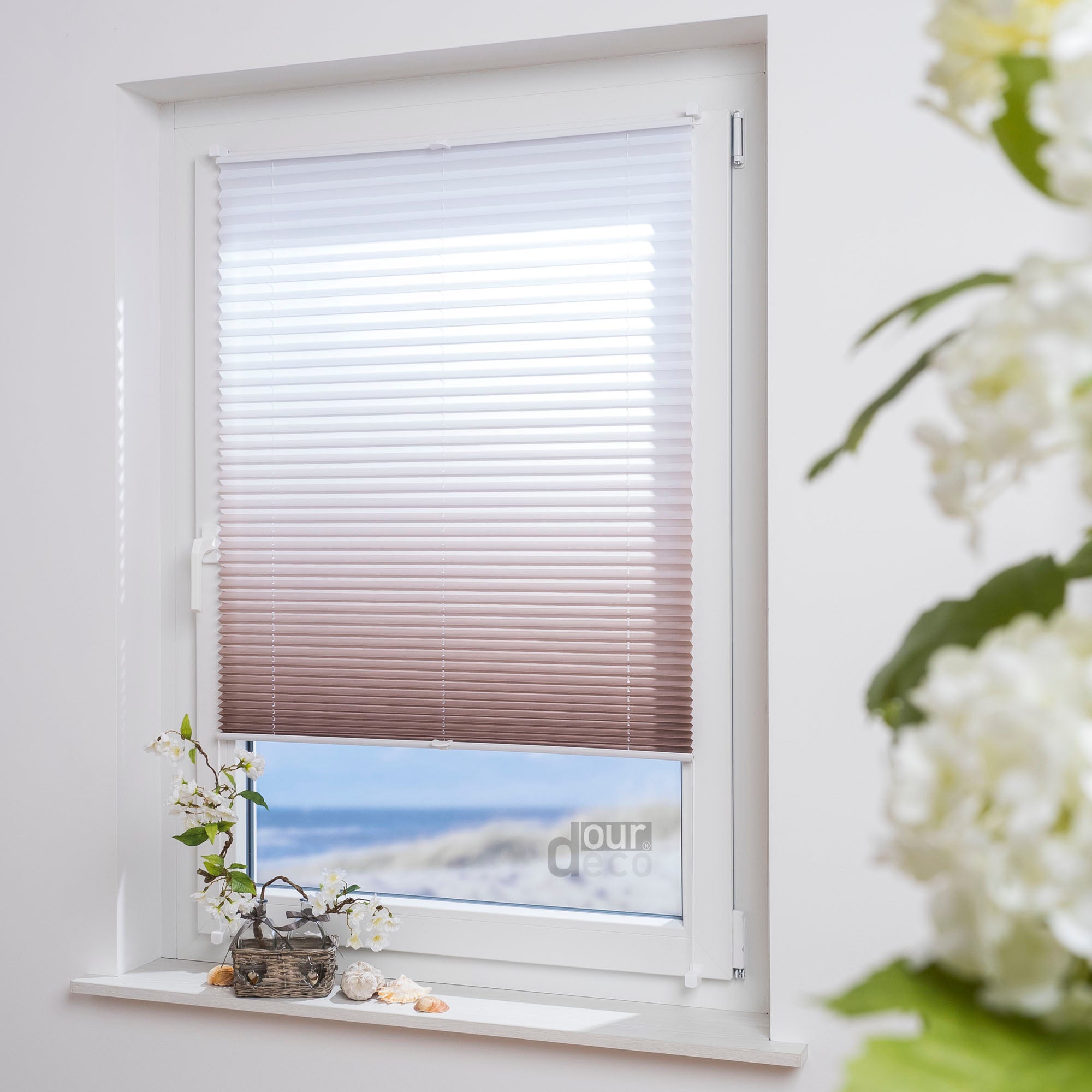 ourdeco® Klemmfix Plissee ohne Bohren Farbverlauf