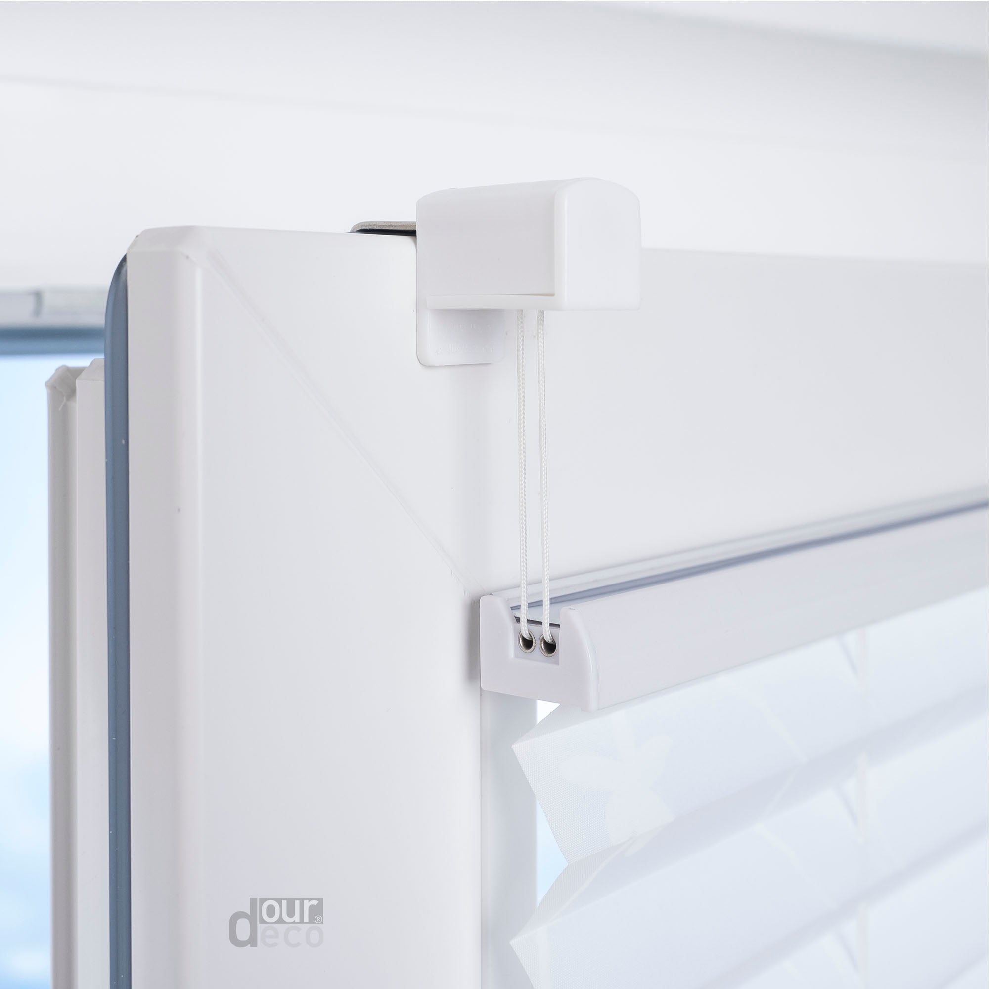 ourdeco® Klemmfix Plissee ohne Bohren für Fenster oder Türen Druckmotiv Ranke weiß | grau