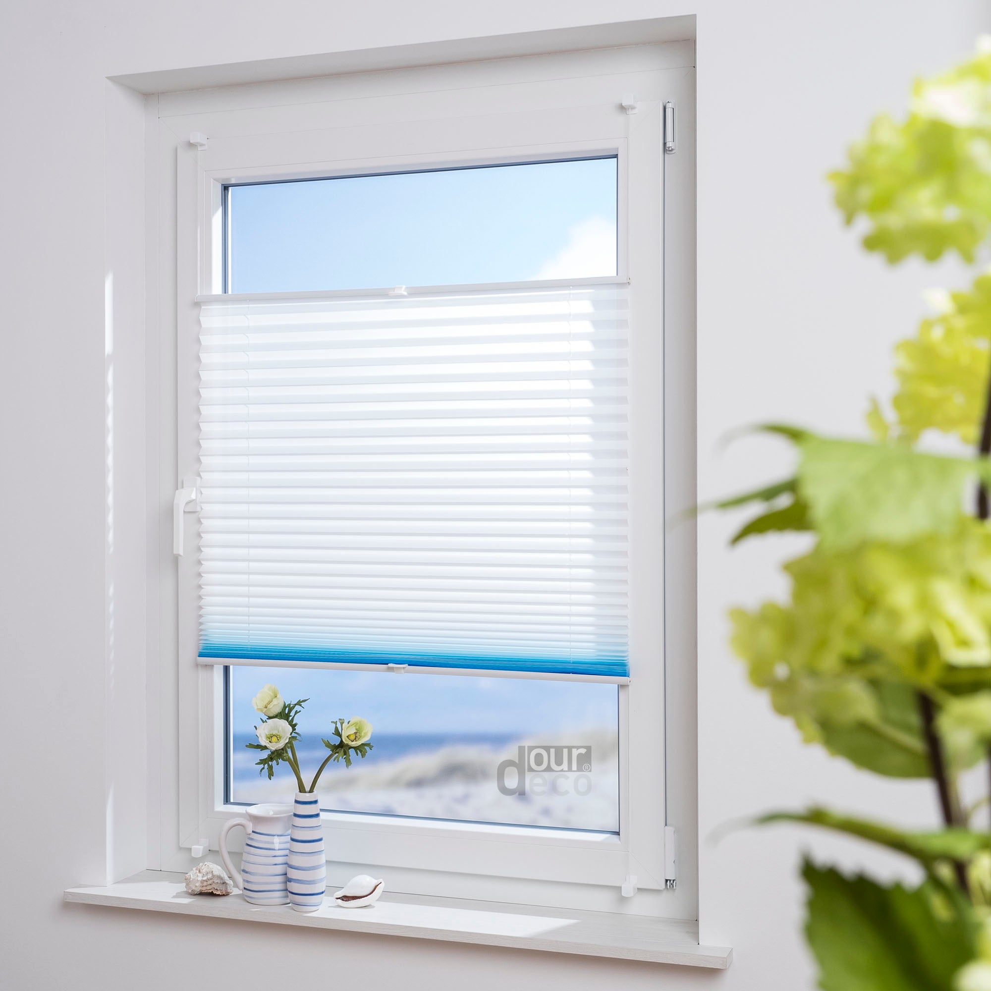 ourdeco® Klemmfix Plissee ohne Bohren Farbverlauf