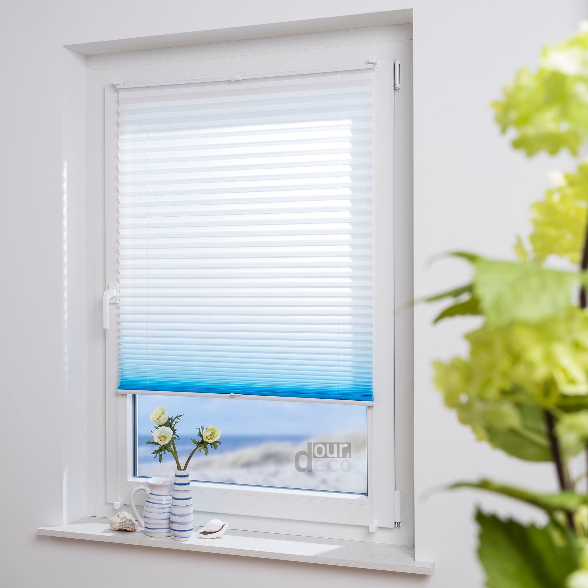 ourdeco® Klemmfix Plissee ohne Bohren Farbverlauf