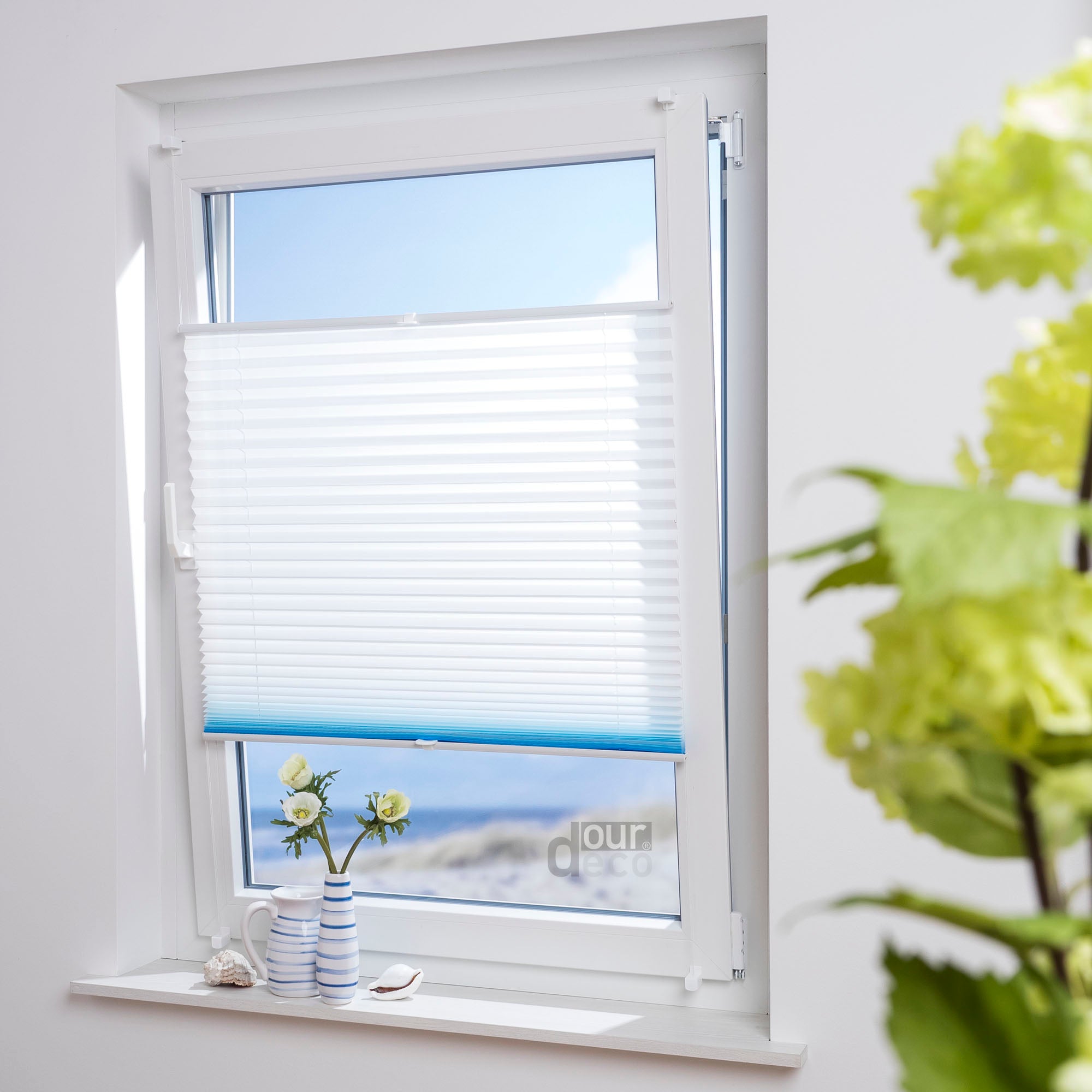 ourdeco® Klemmfix Plissee ohne Bohren Farbverlauf