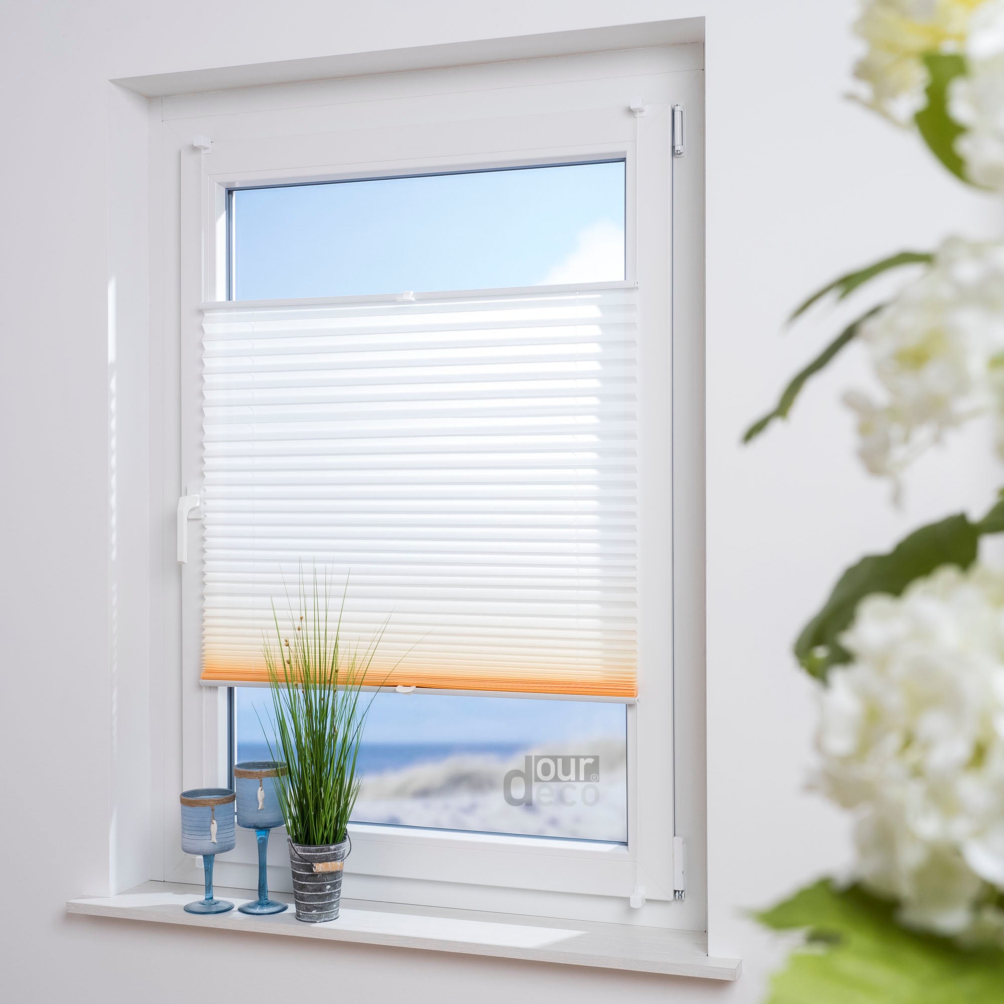 ourdeco® Klemmfix Plissee ohne Bohren Farbverlauf