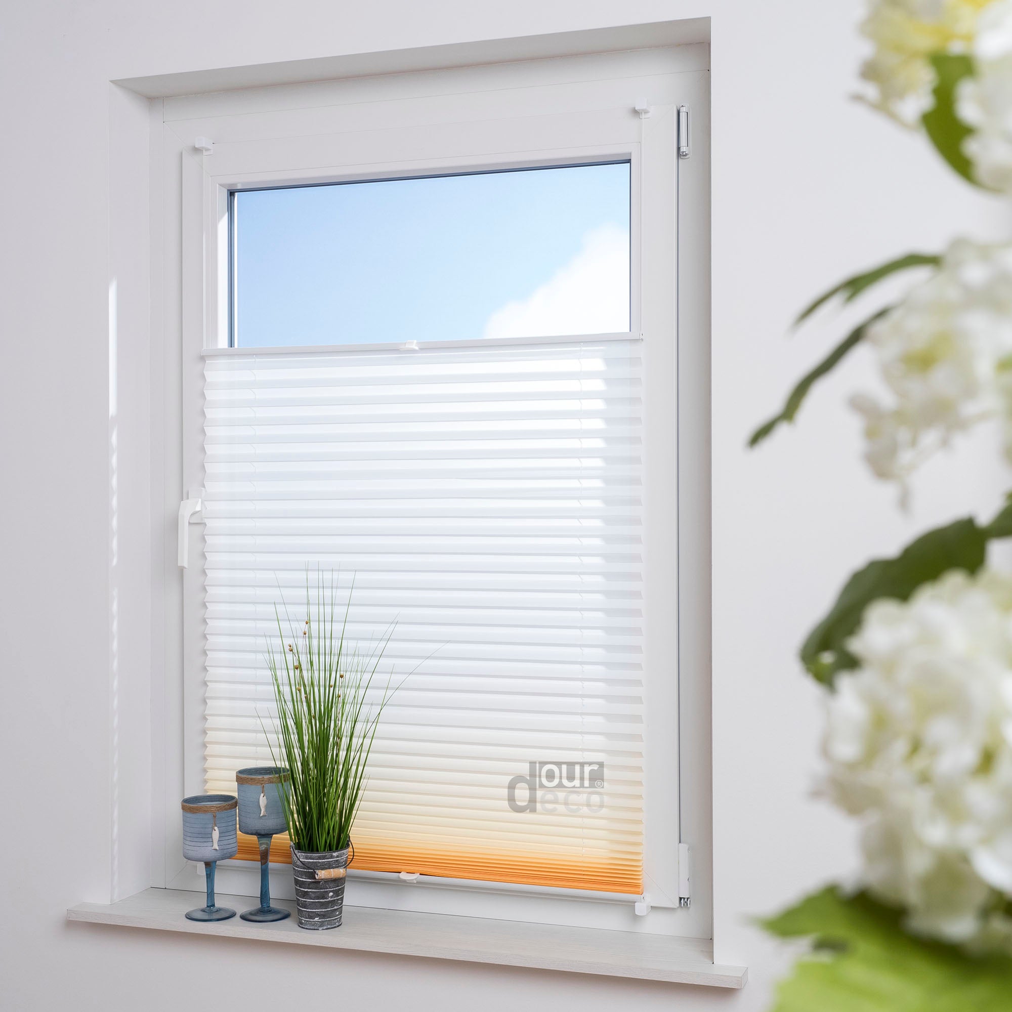 ourdeco® Klemmfix Plissee ohne Bohren Farbverlauf