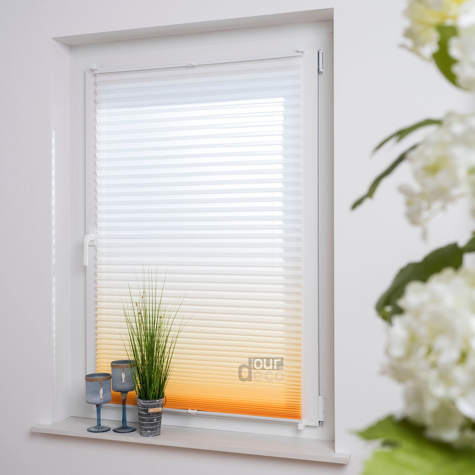 ourdeco® Klemmfix Plissee ohne Bohren Farbverlauf