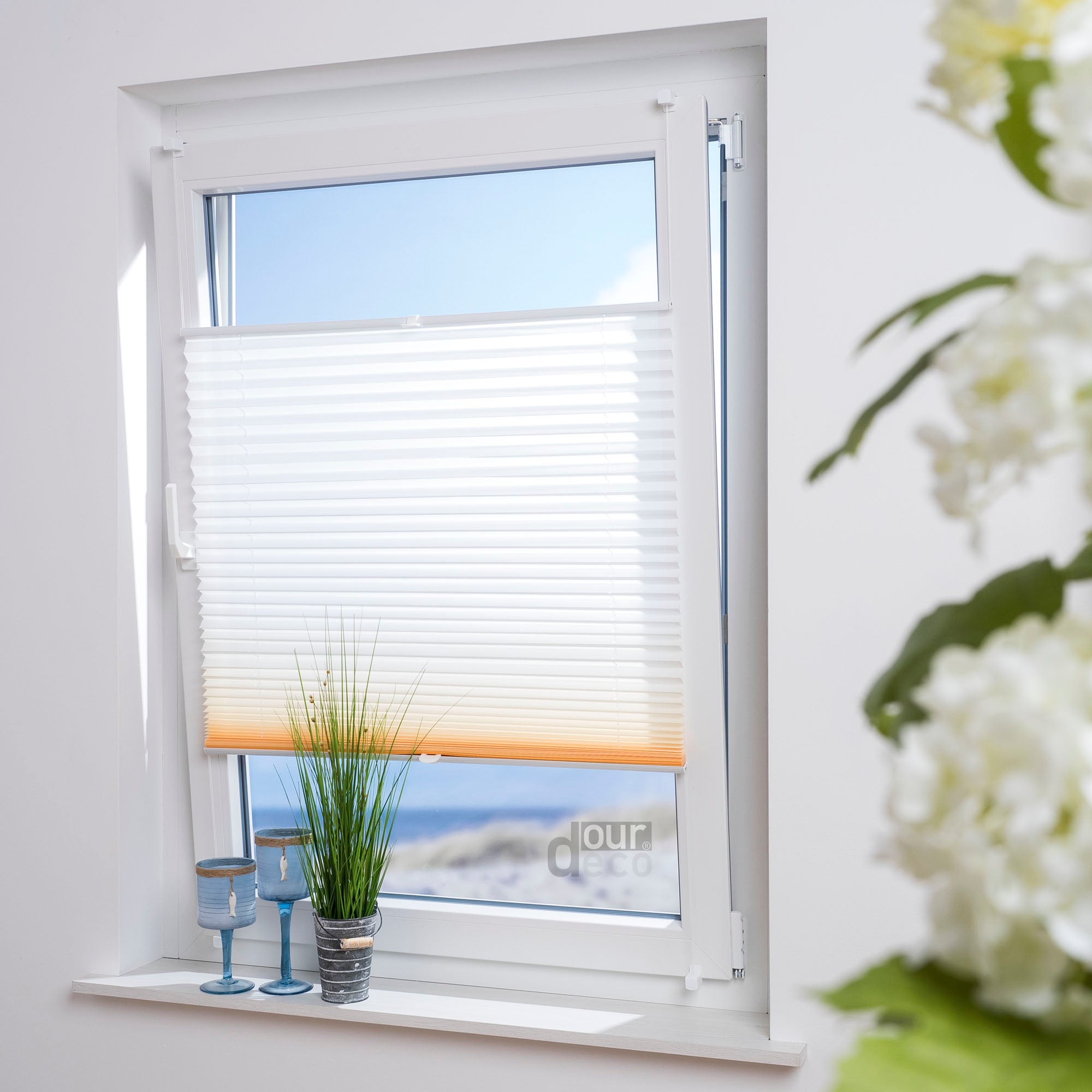 ourdeco® Klemmfix Plissee ohne Bohren Farbverlauf