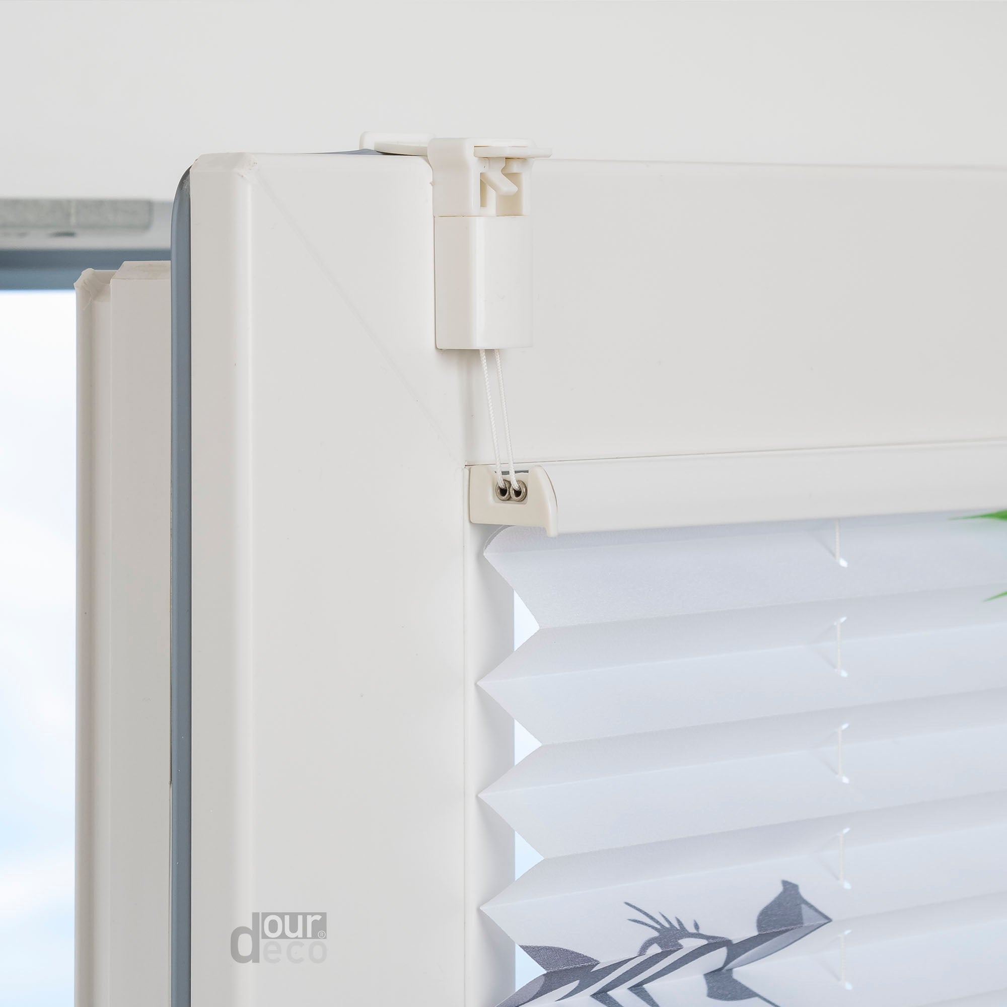 ourdeco® Kinder‑Plissee „Hanni und Luc“, weiß, lichtdurchlässig, einfache Klemmfix‑Montage ohne Bohren