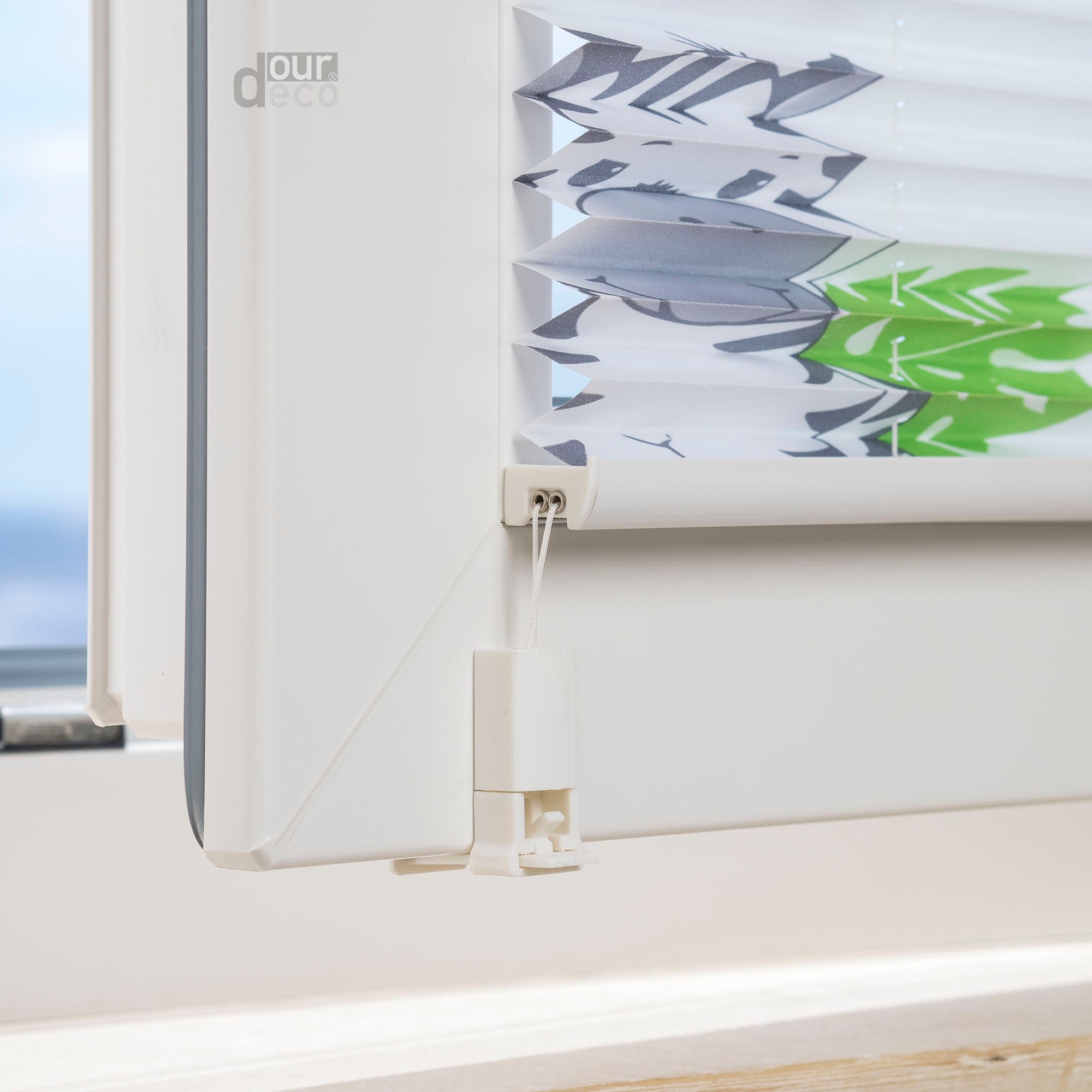 ourdeco® Kinder‑Plissee „Hanni und Luc“, weiß, lichtdurchlässig, einfache Klemmfix‑Montage ohne Bohren