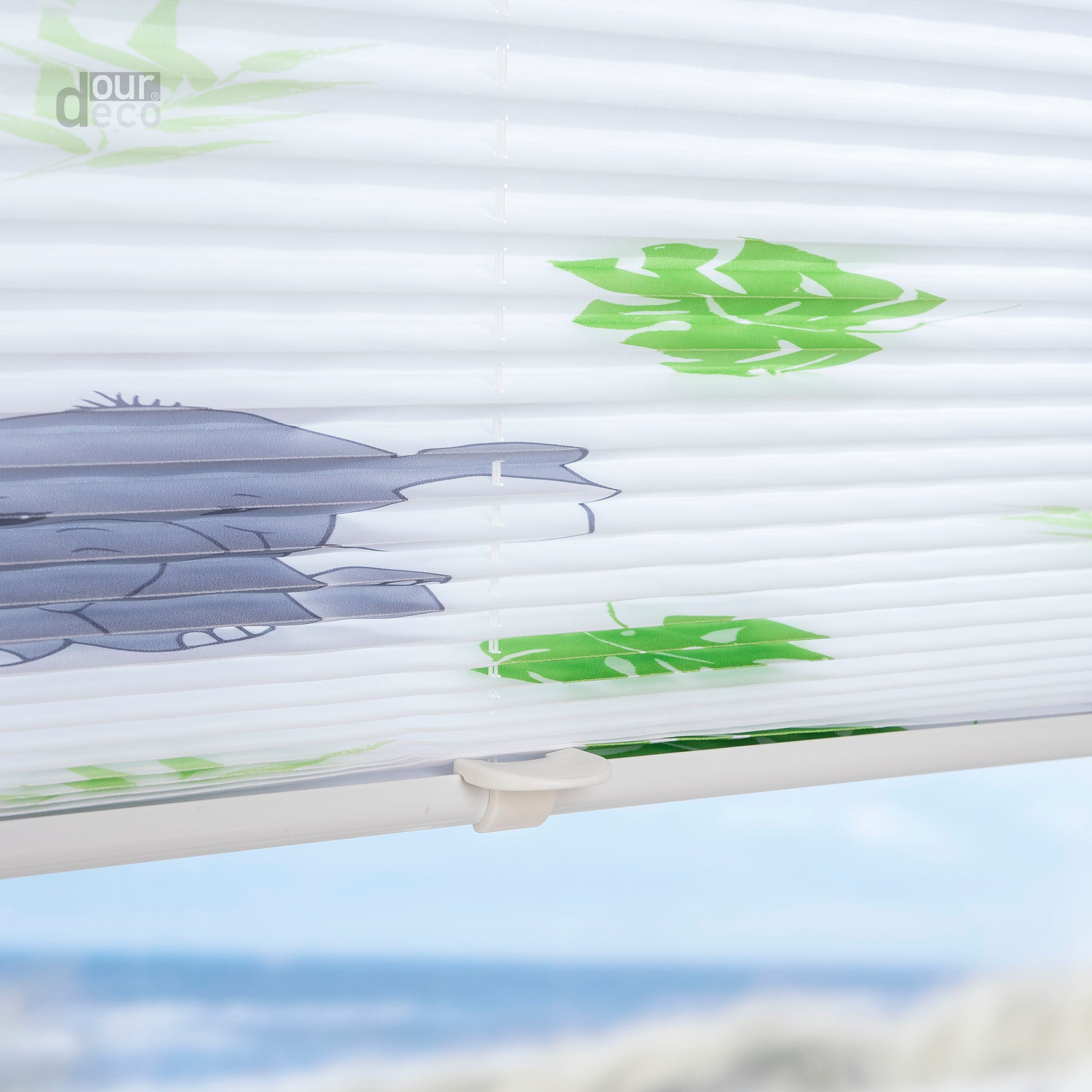 ourdeco® Kinder‑Plissee „Hanni und Luc“, weiß, lichtdurchlässig, einfache Klemmfix‑Montage ohne Bohren