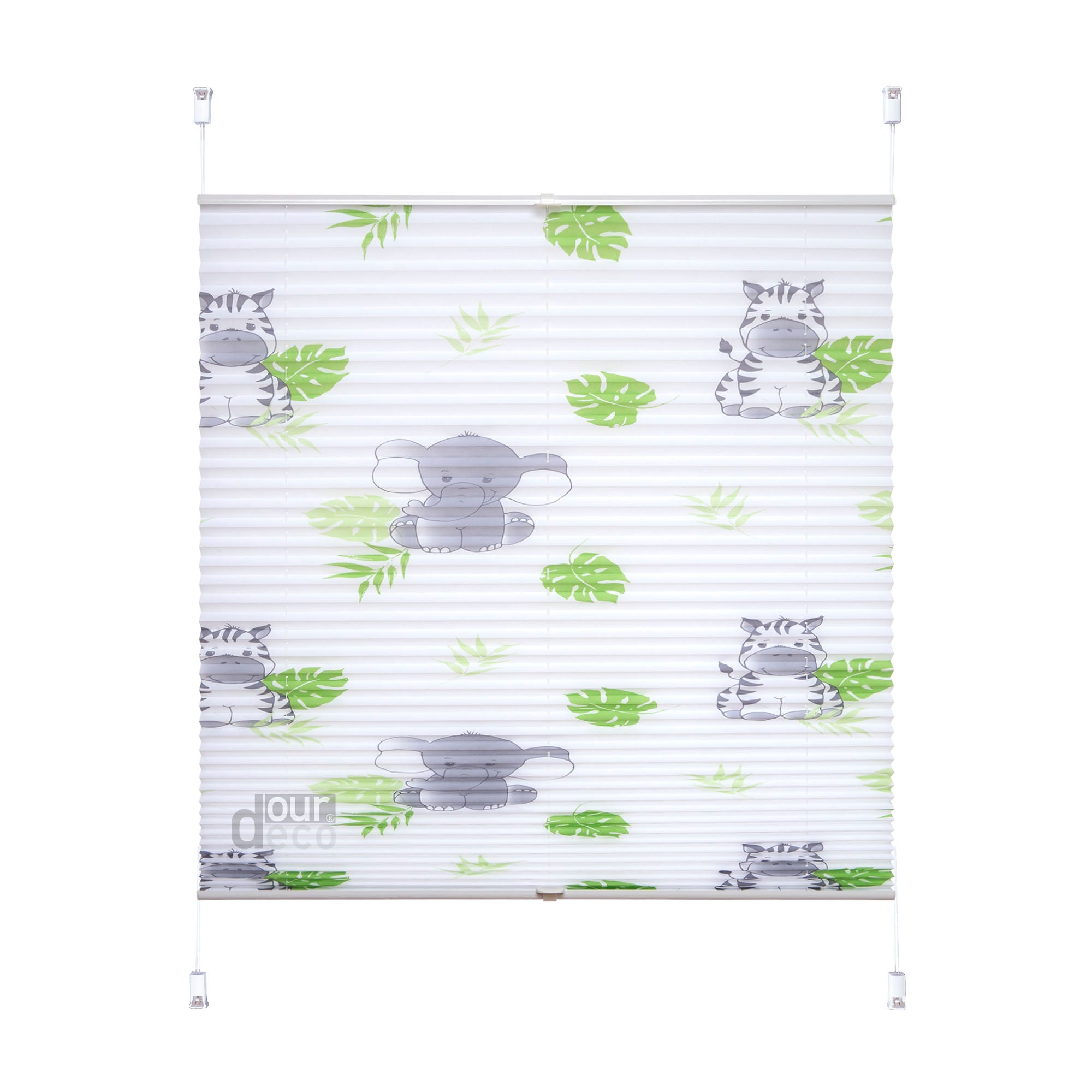 ourdeco® Kinder‑Plissee „Hanni und Luc“, weiß, lichtdurchlässig, einfache Klemmfix‑Montage ohne Bohren