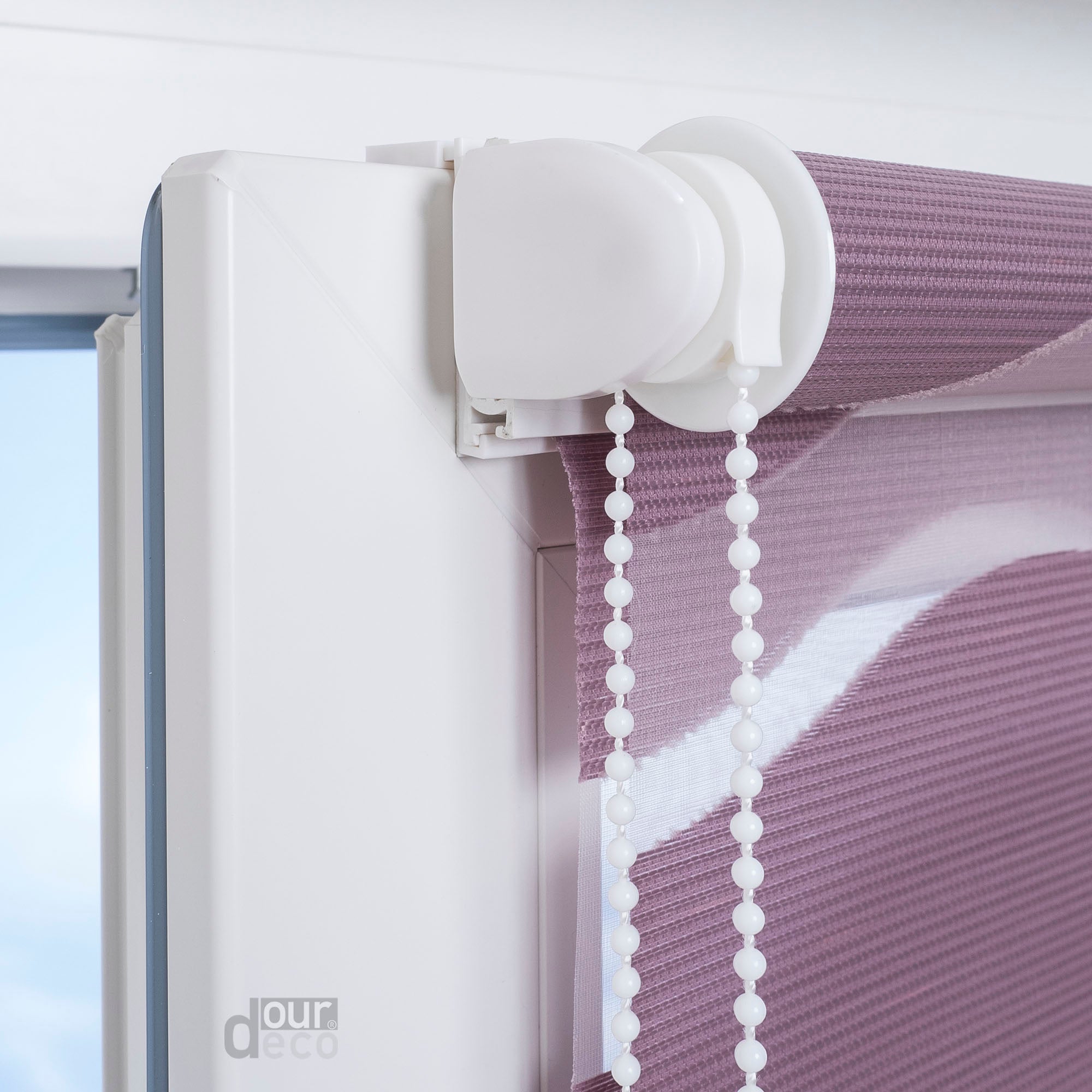 ourdeco® Doppel-Rollo Wave, Duo-Rollo, lichtdurchlässig, blickdicht, Montage ohne Bohren, verschiedene Farben und Größen