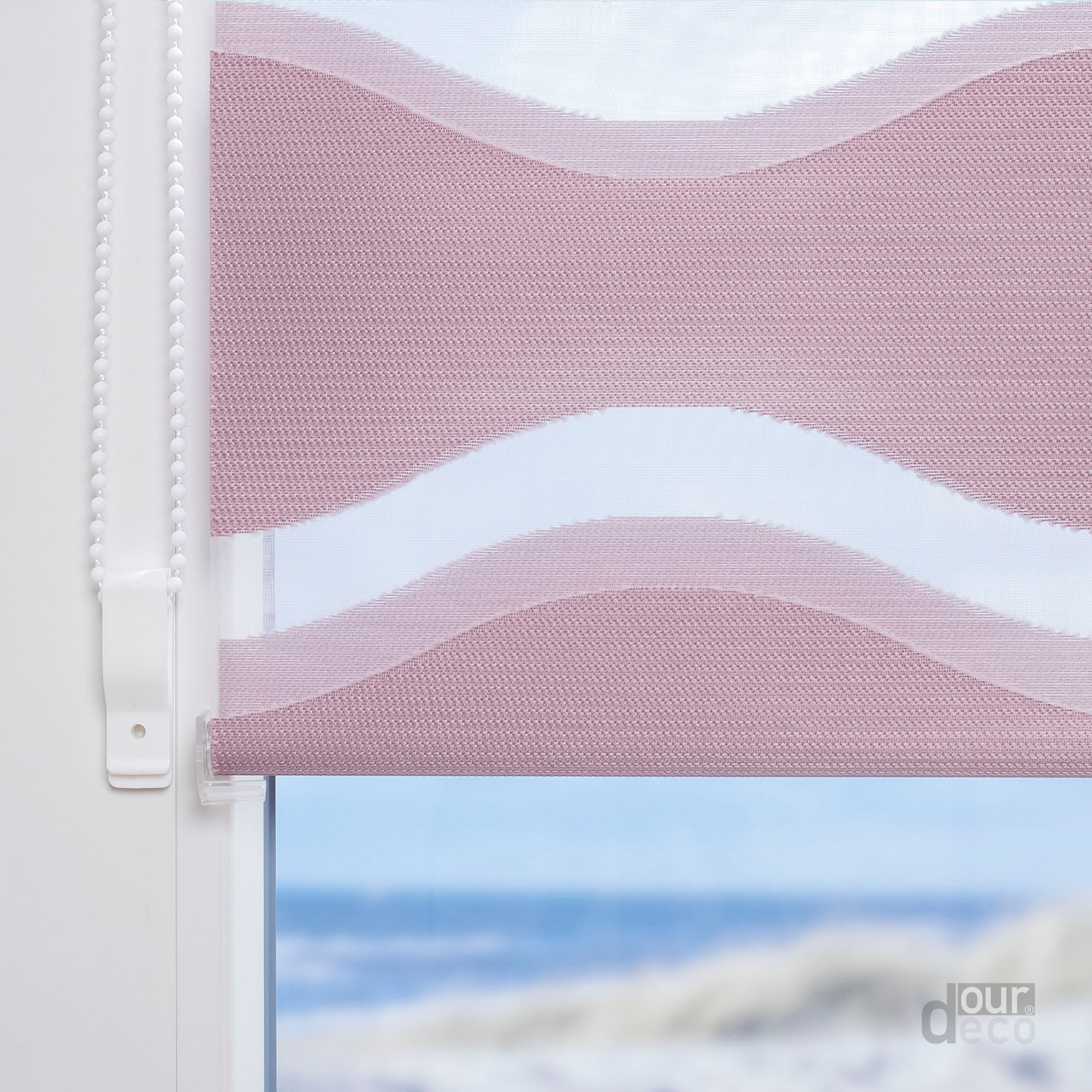 ourdeco® Doppel-Rollo Wave, Duo-Rollo, lichtdurchlässig, blickdicht, Montage ohne Bohren, verschiedene Farben und Größen