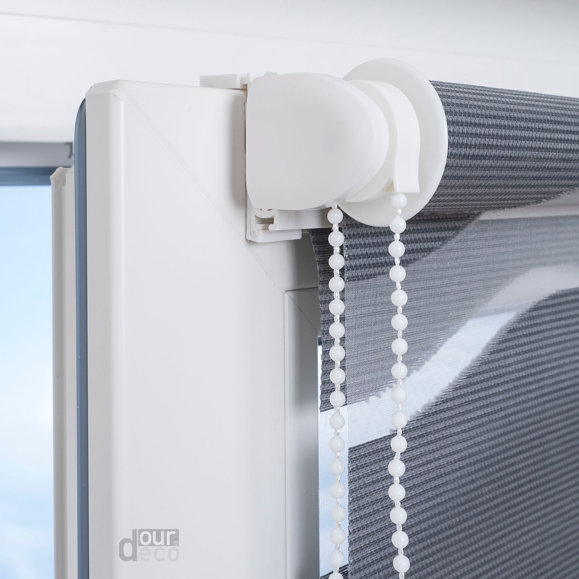 ourdeco® Doppel-Rollo Wave, Duo-Rollo, lichtdurchlässig, blickdicht, Montage ohne Bohren, verschiedene Farben und Größen