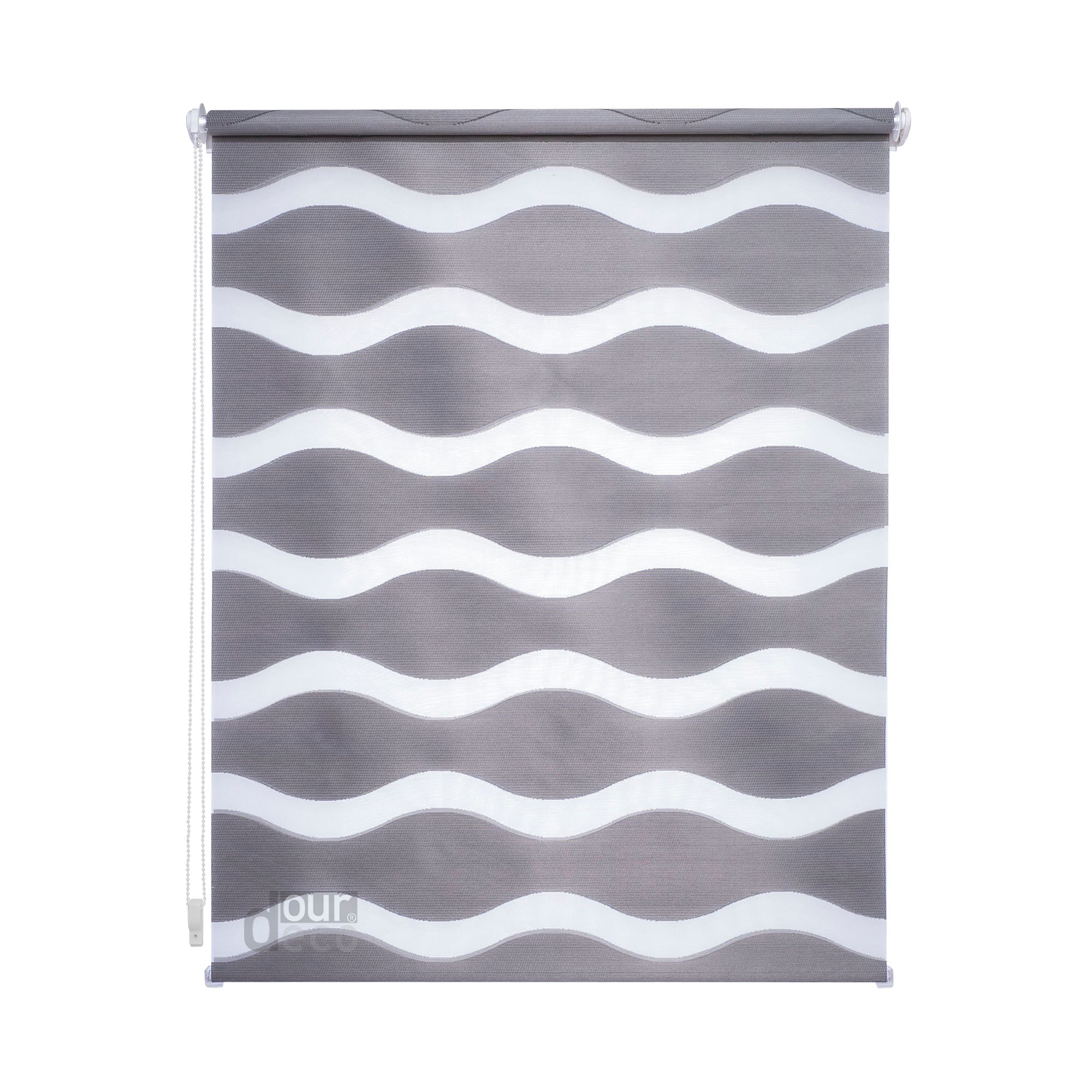 ourdeco® Doppel-Rollo Wave, Duo-Rollo, lichtdurchlässig, blickdicht, Montage ohne Bohren, verschiedene Farben und Größen