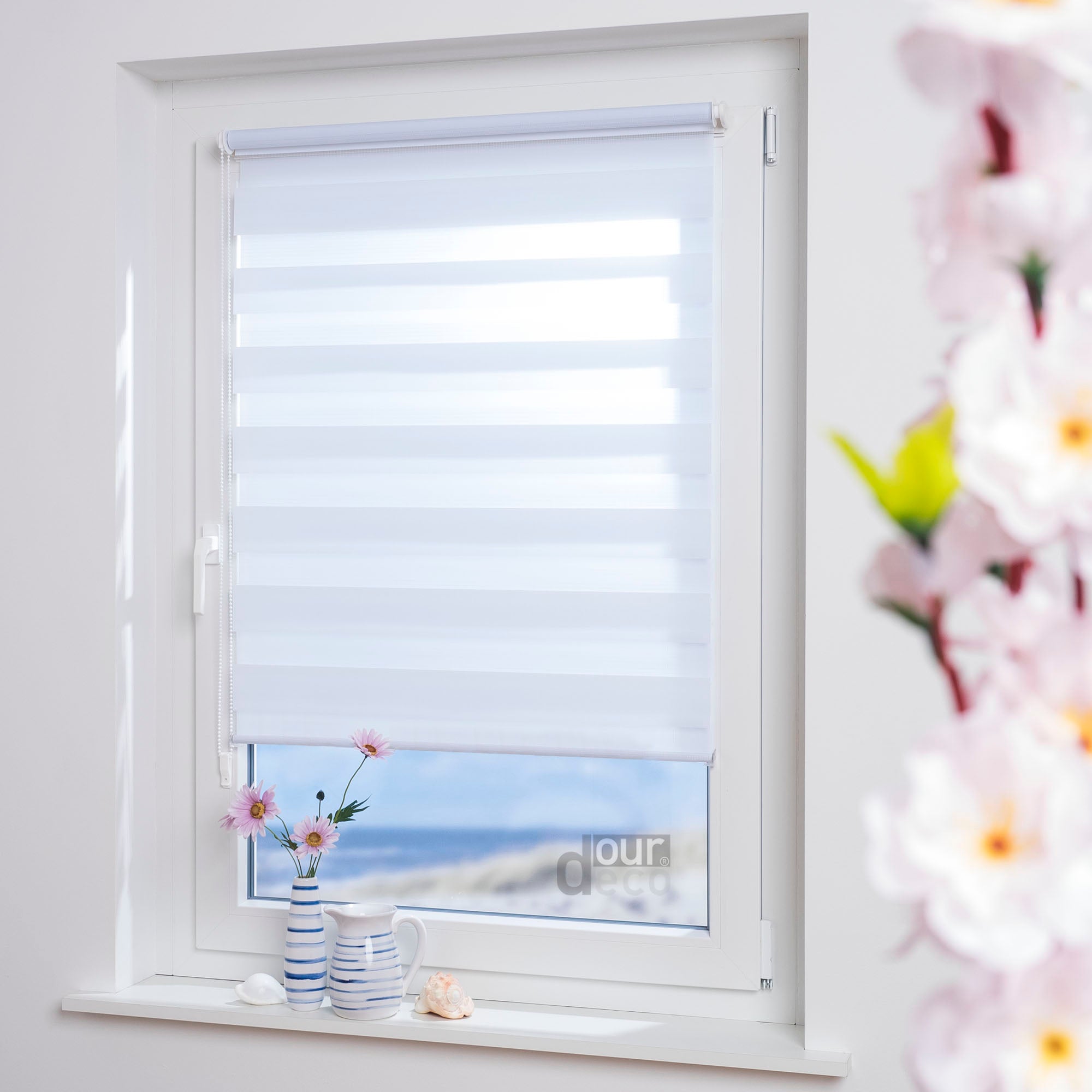 ourdeco® Doppel-Rollo Uni, Duo-Rollo, lichtdurchlässig, blickdicht, Montage ohne Bohren, viele Farben und Größen