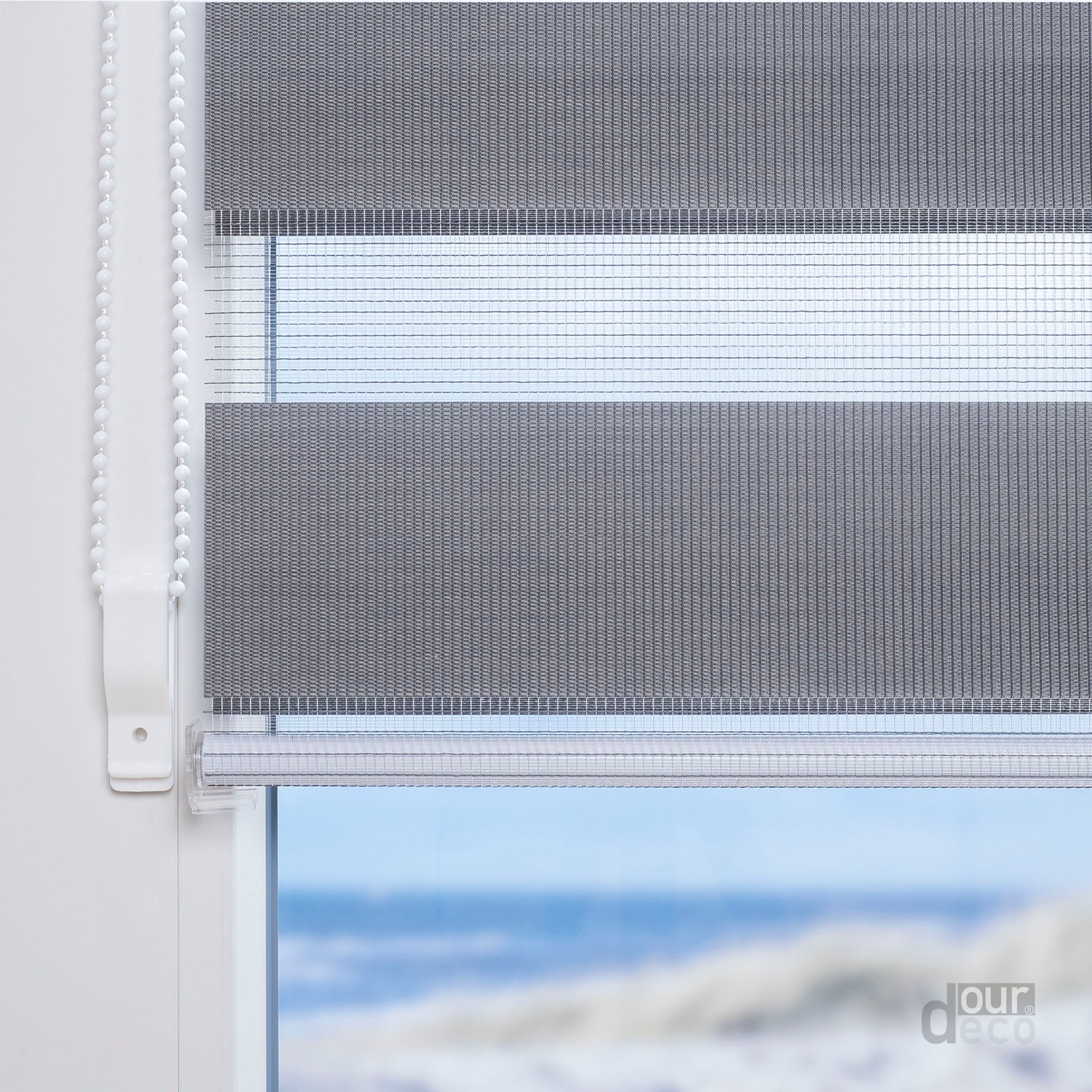 ourdeco® Doppel-Rollo Uni, Duo-Rollo, lichtdurchlässig, blickdicht, Montage ohne Bohren, viele Farben und Größen