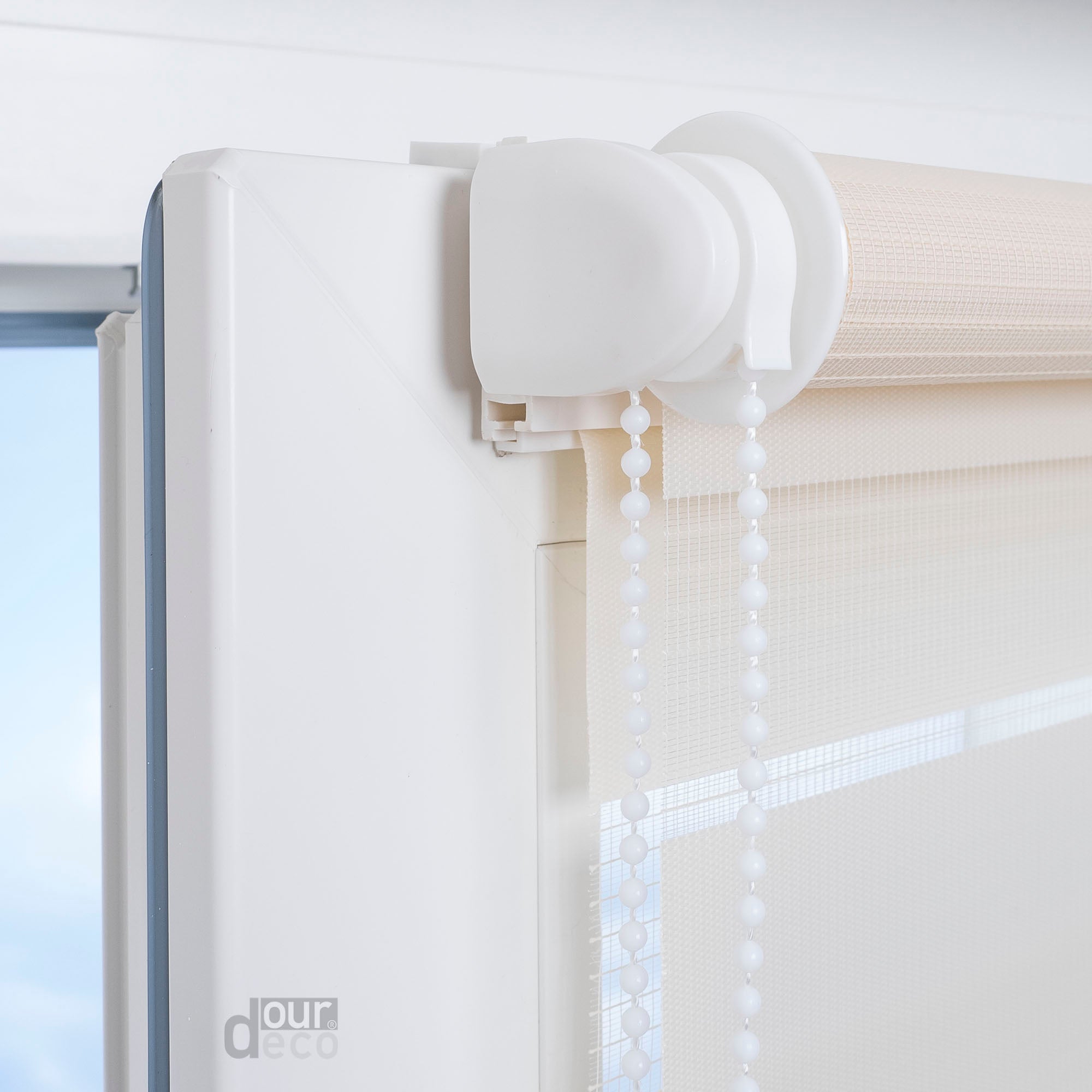 ourdeco® Doppel-Rollo Uni, Duo-Rollo, lichtdurchlässig, blickdicht, Montage ohne Bohren, viele Farben und Größen