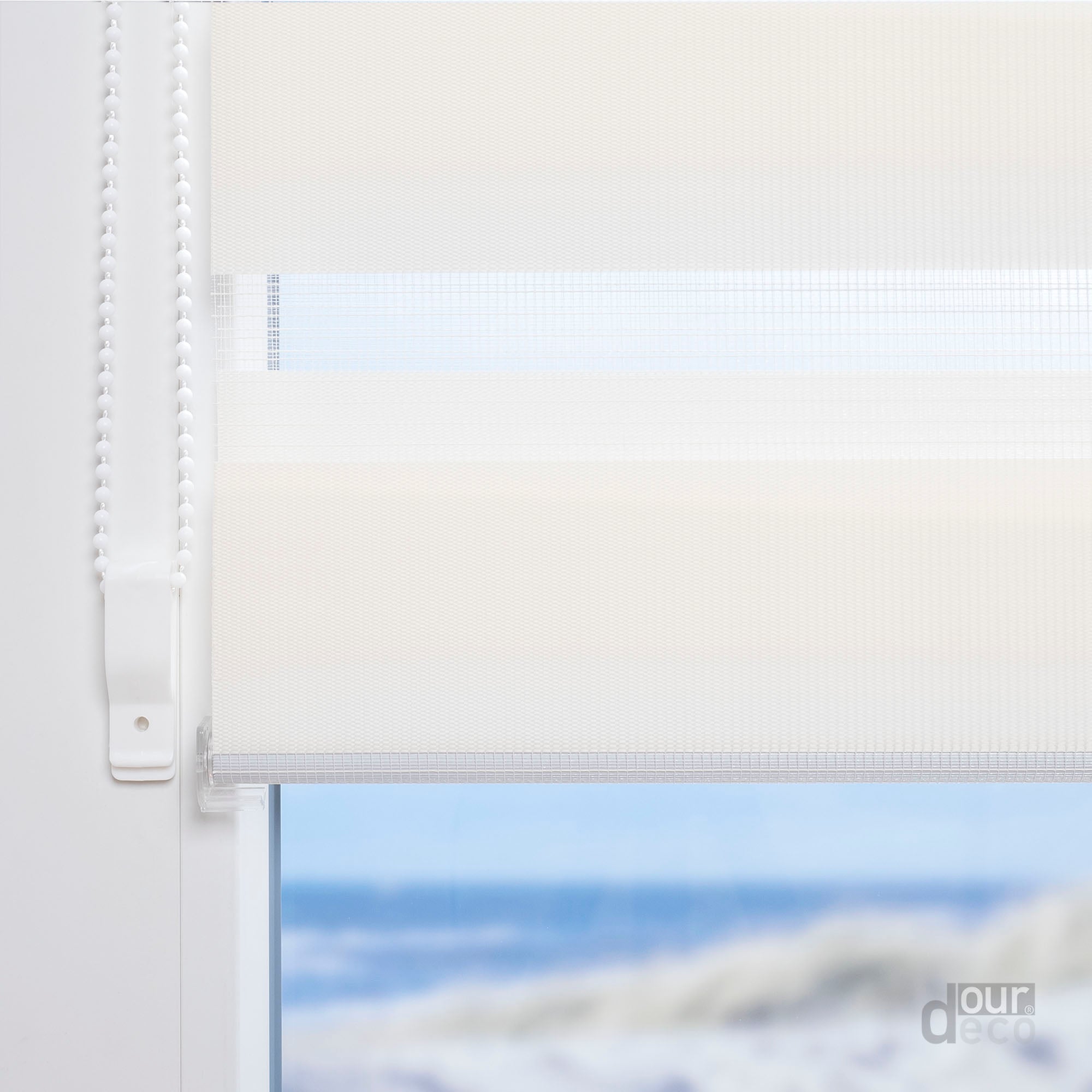 ourdeco® Doppel-Rollo Uni, Duo-Rollo, lichtdurchlässig, blickdicht, Montage ohne Bohren, viele Farben und Größen