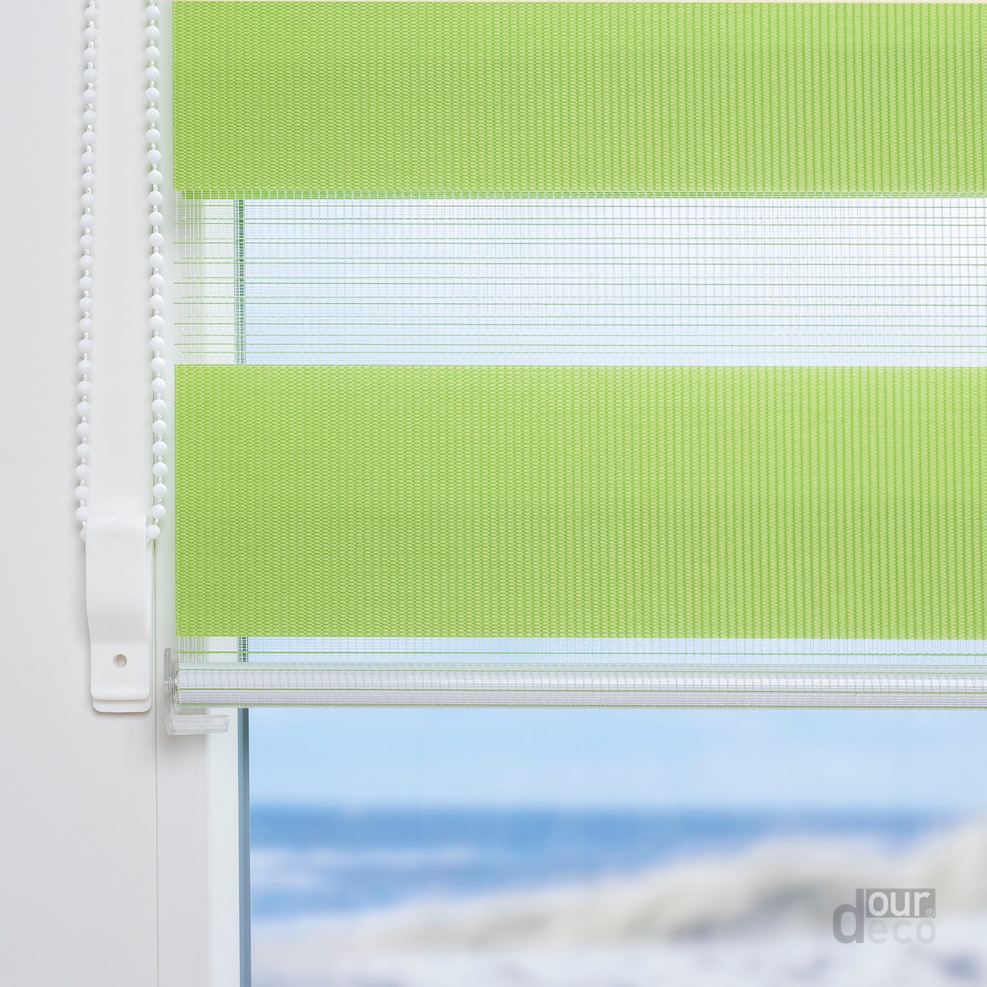 ourdeco® Doppel-Rollo Uni, Duo-Rollo, lichtdurchlässig, blickdicht, Montage ohne Bohren, viele Farben und Größen