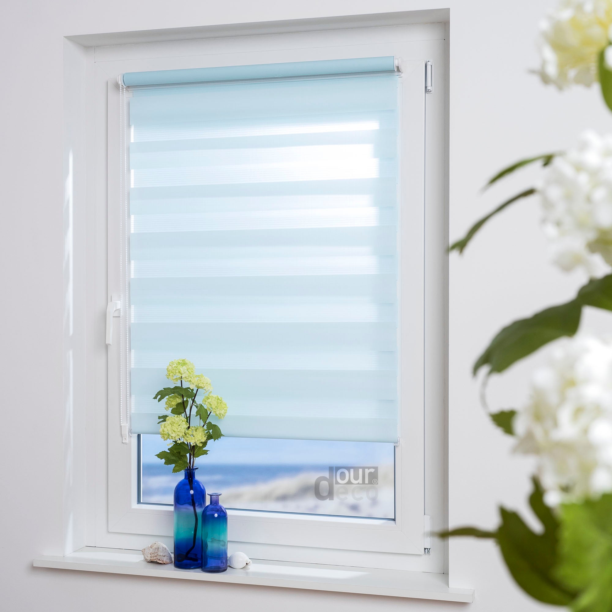 ourdeco® Doppel-Rollo Pastellfarben, Duo-Rollo, lichtdurchlässig, blickdicht, Montage ohne Bohren, verschiedene Farben und Größen