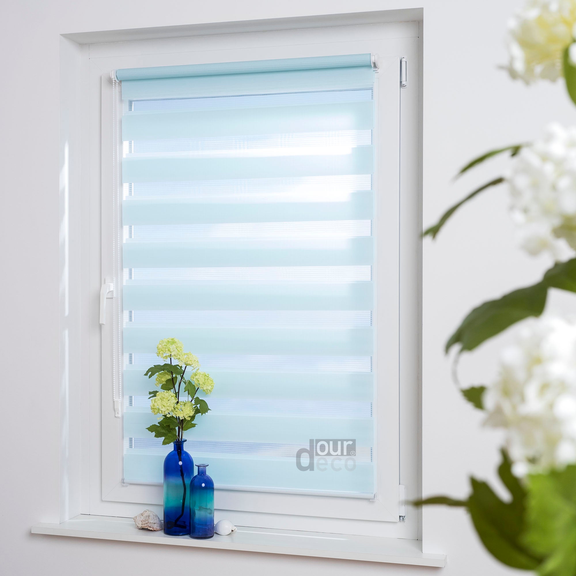 ourdeco® Doppel-Rollo Pastellfarben, Duo-Rollo, lichtdurchlässig, blickdicht, Montage ohne Bohren, verschiedene Farben und Größen