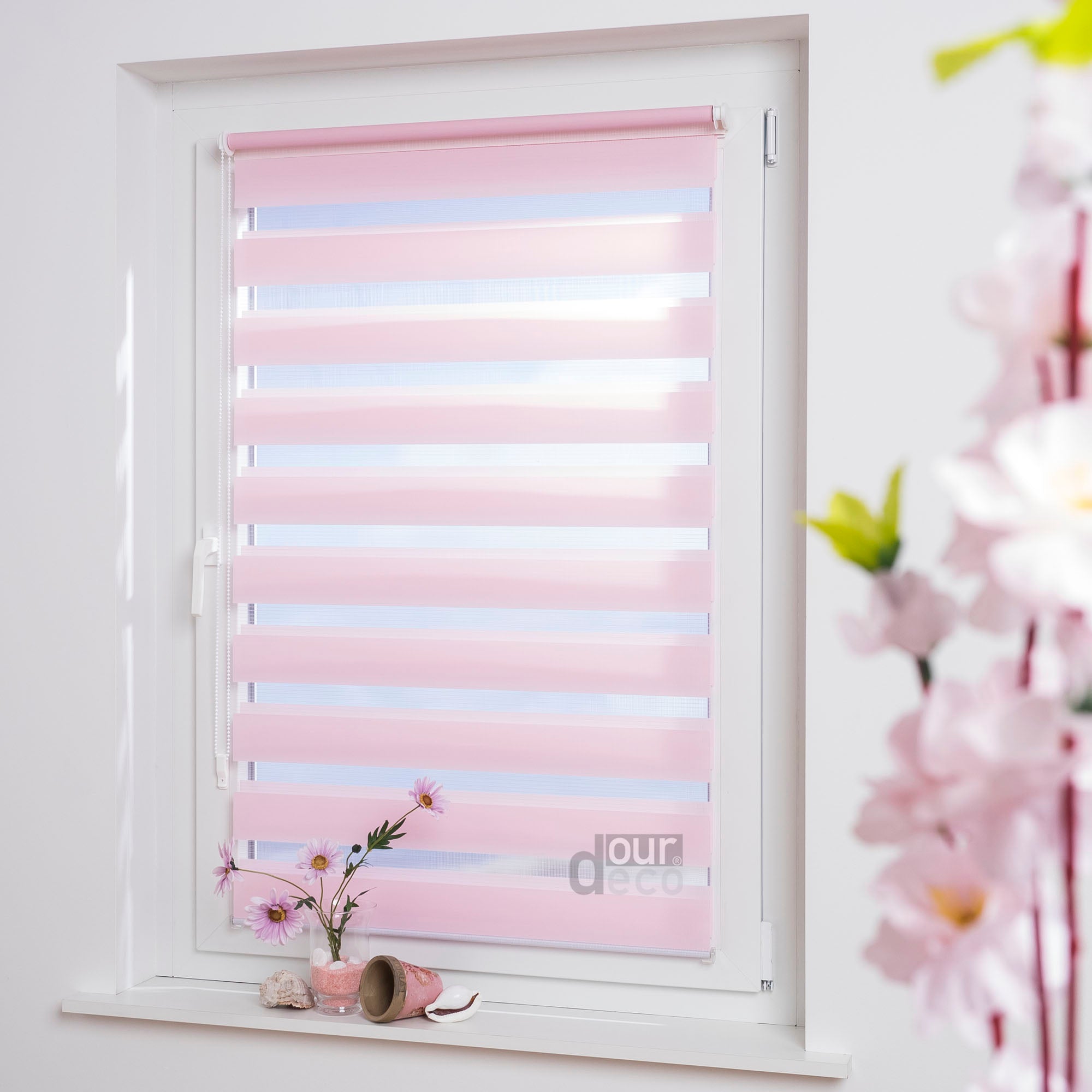 ourdeco® Doppel-Rollo Uni, Duo-Rollo, lichtdurchlässig, blickdicht, Montage ohne Bohren, viele Farben und Größen