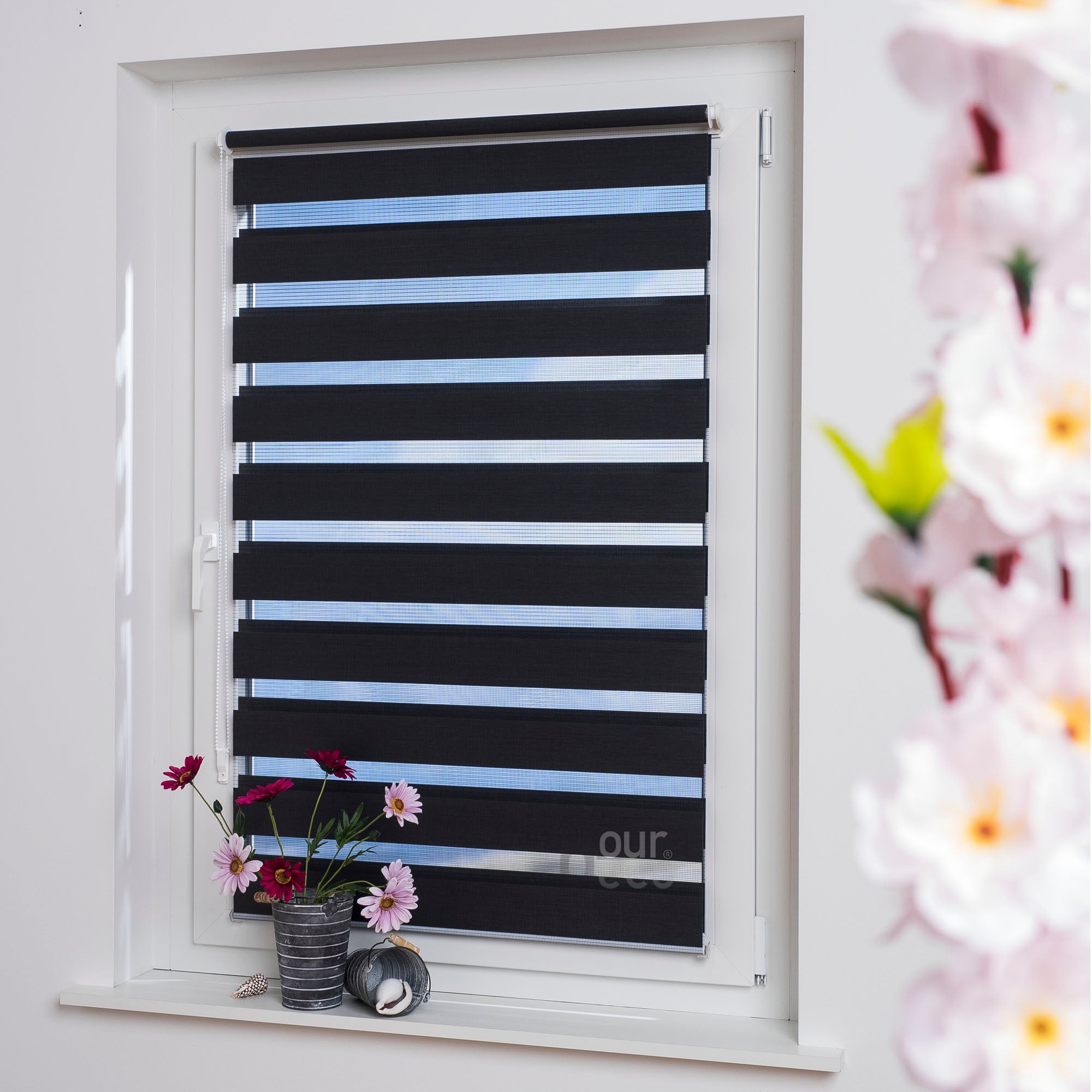ourdeco® Doppel-Rollo Uni, Duo-Rollo, lichtdurchlässig, blickdicht, Montage ohne Bohren, viele Farben und Größen
