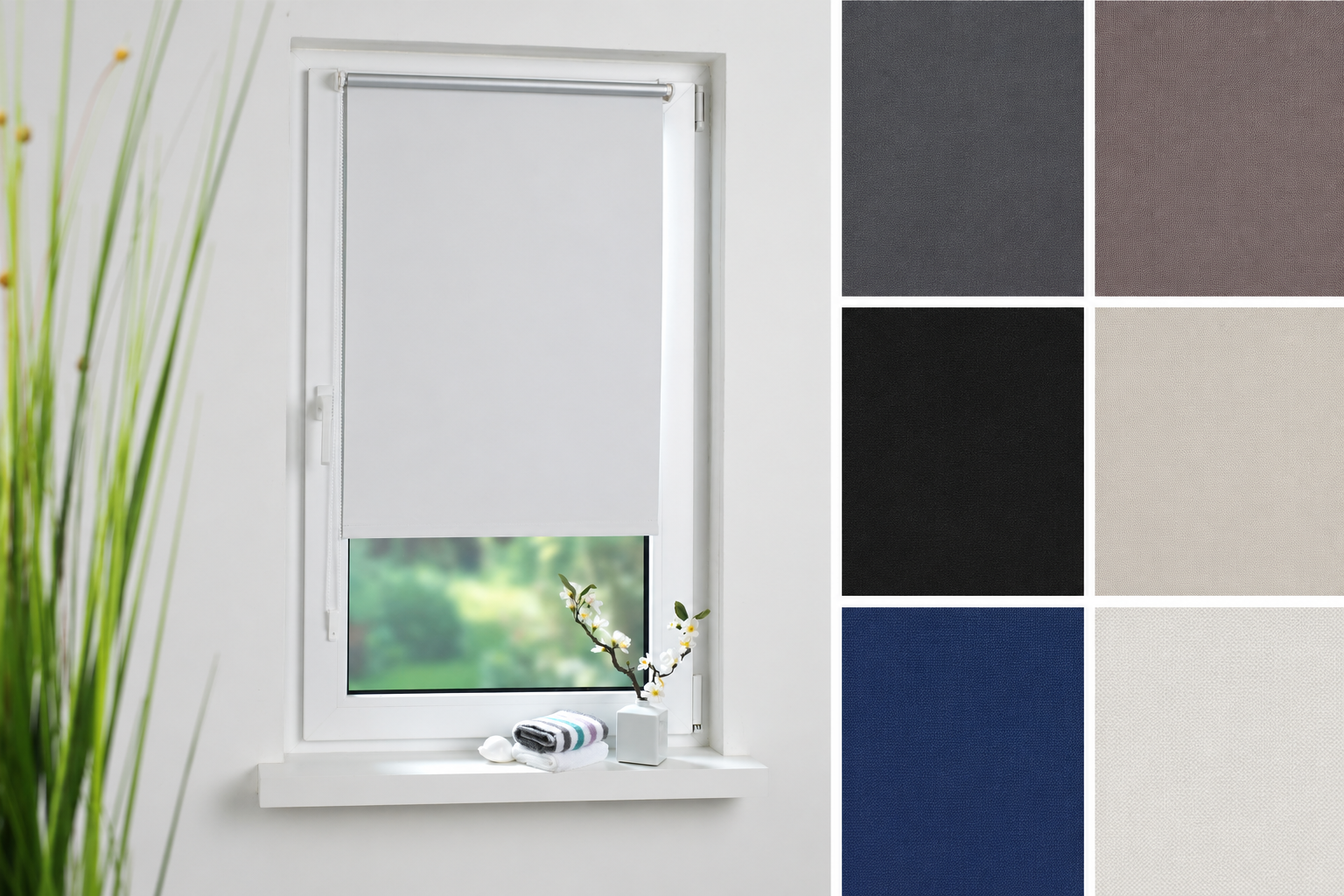 ourdeco® Klemmfix-Rollo | verdunkelnd | Thermo-Beschichtung | ohne Bohren | verschiedene Farben und Größen